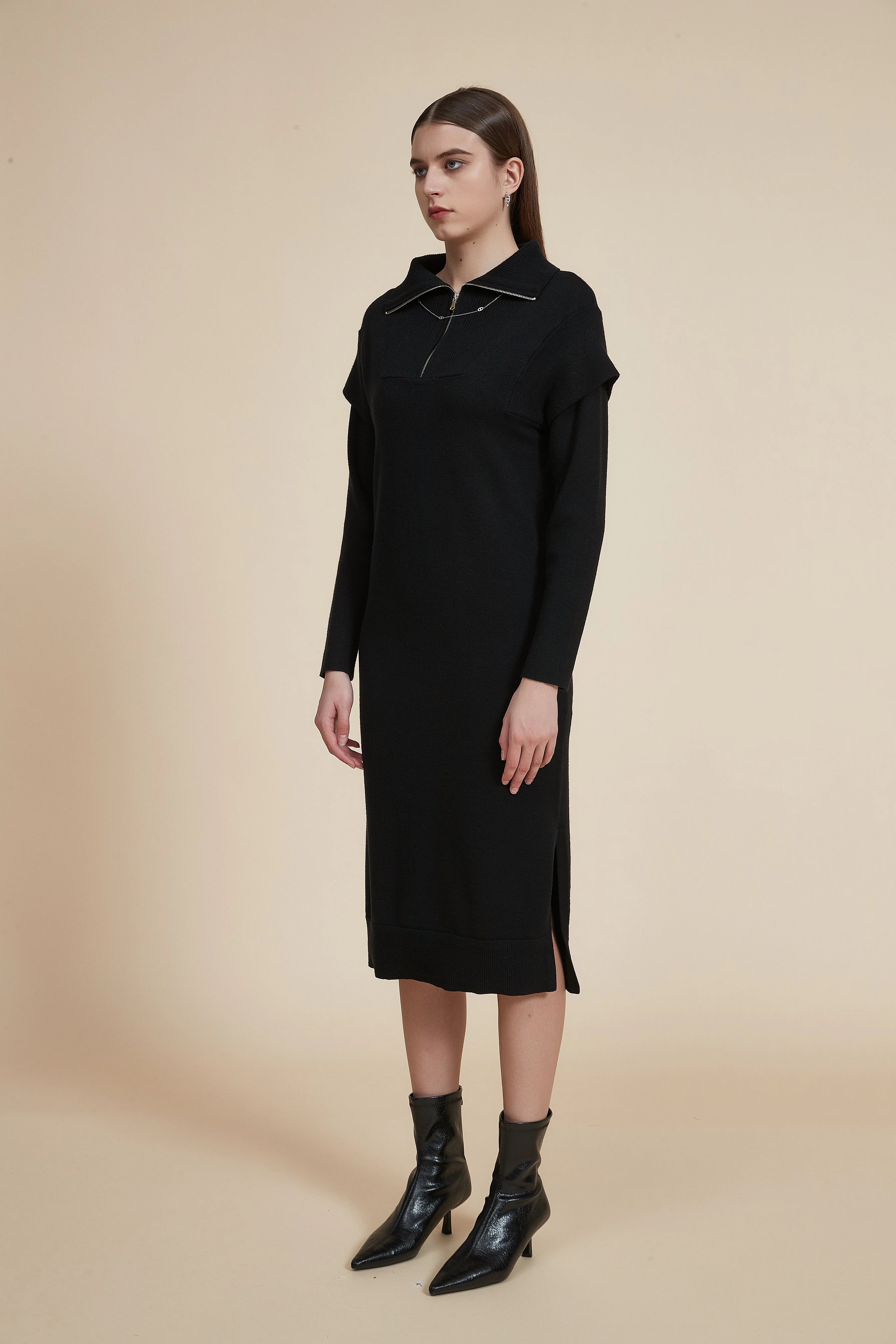 Plain Long Sleeve Midi Dress - Image 5