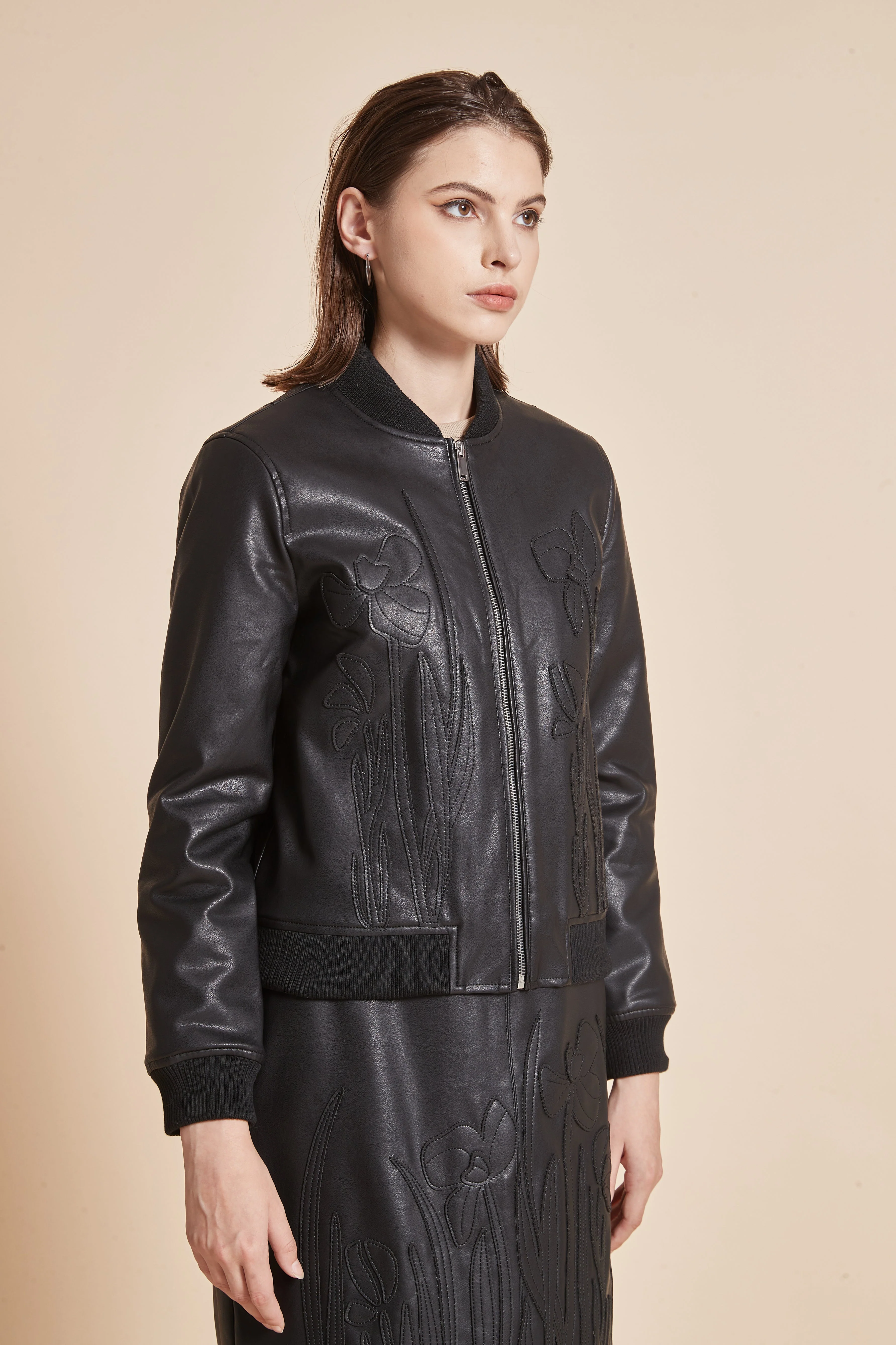 Embroidered Jacket With Long Sleeves And Zipper - Image 5