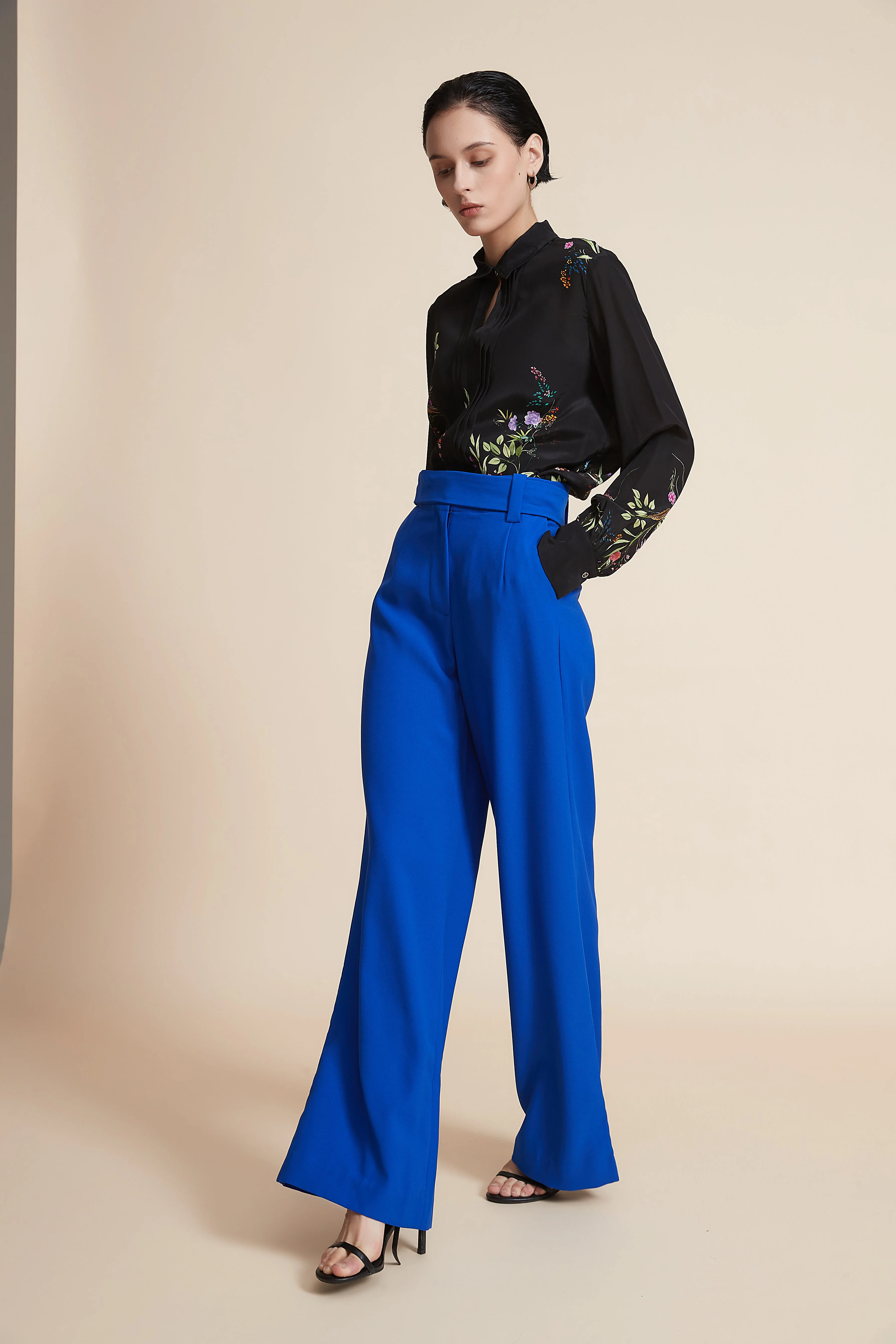 Plain Long Pants with Wide Legs - Image 2