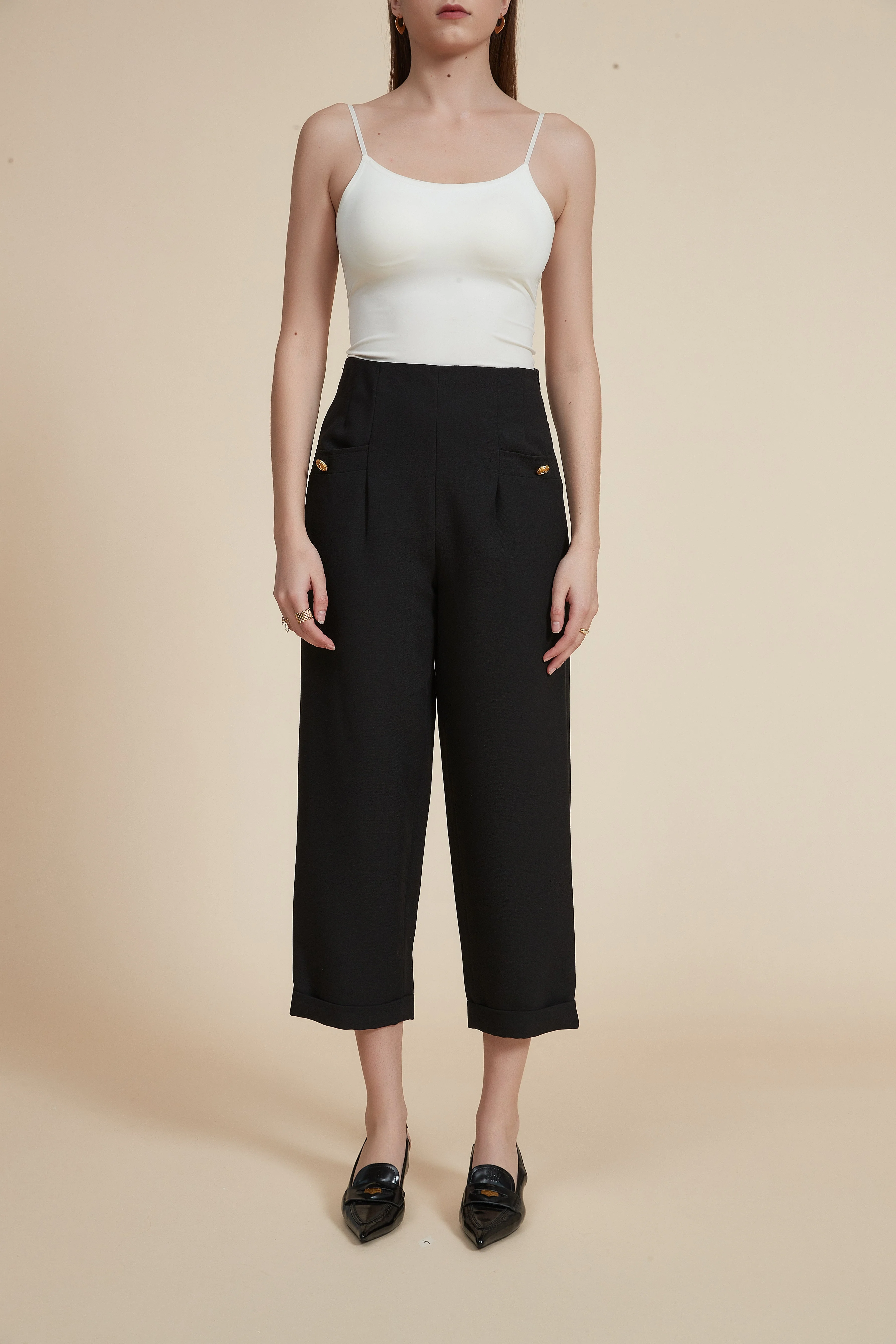 Cropped Pants with Front Pockets - Image 2
