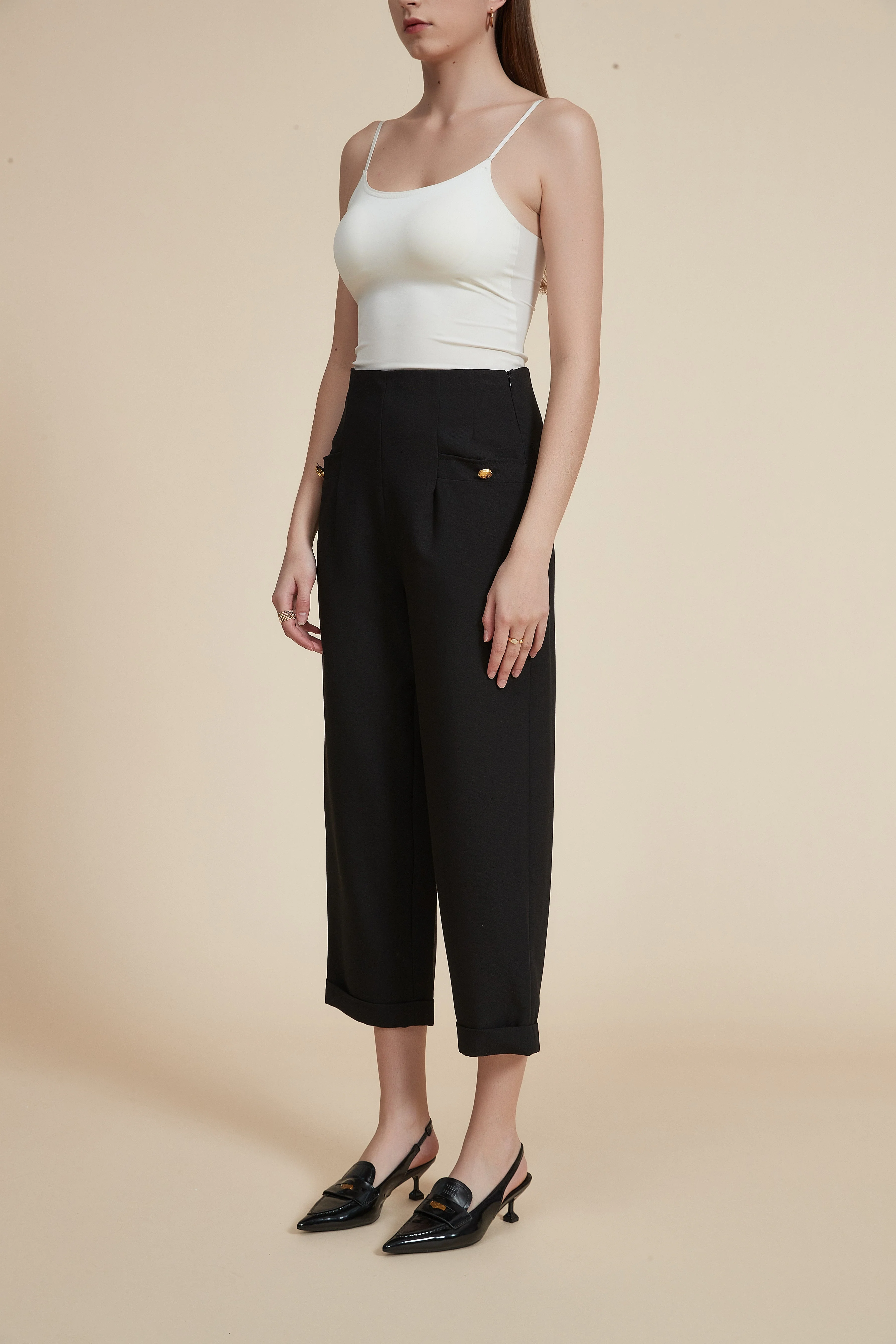 Cropped Pants with Front Pockets - Image 6