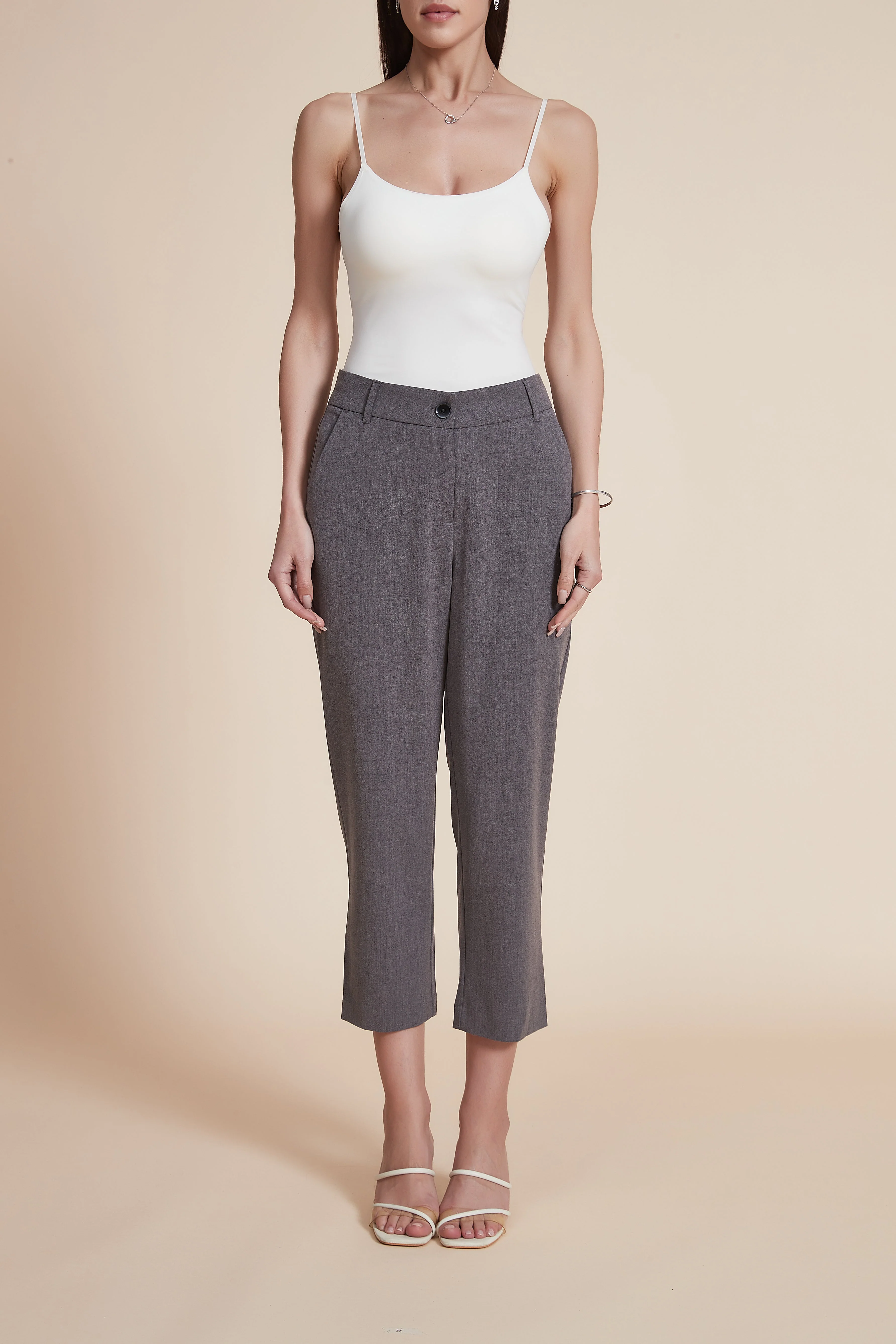 Plain Solid Midi Women's Pants - Image 2
