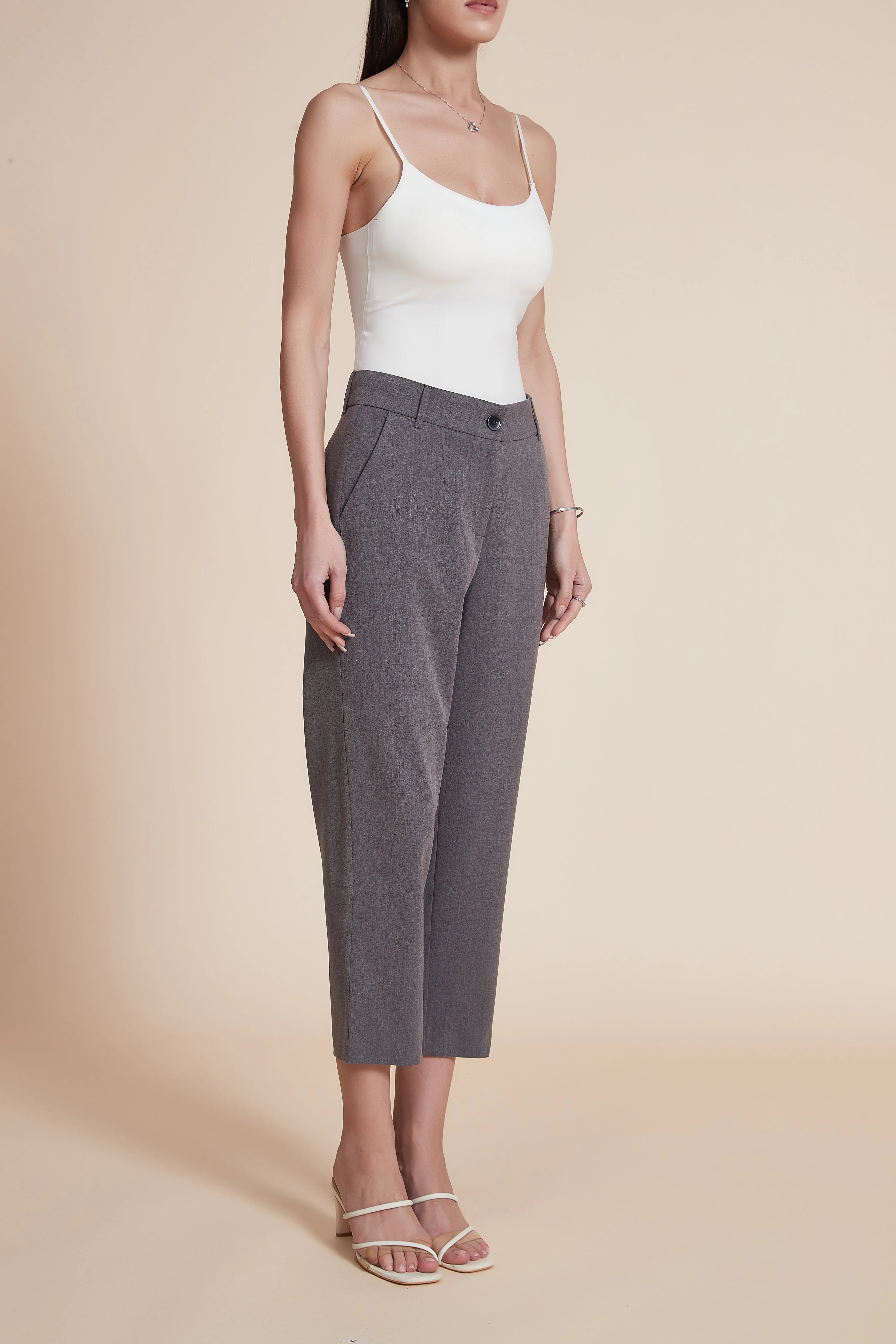 Plain Solid Midi Women's Pants - Image 5