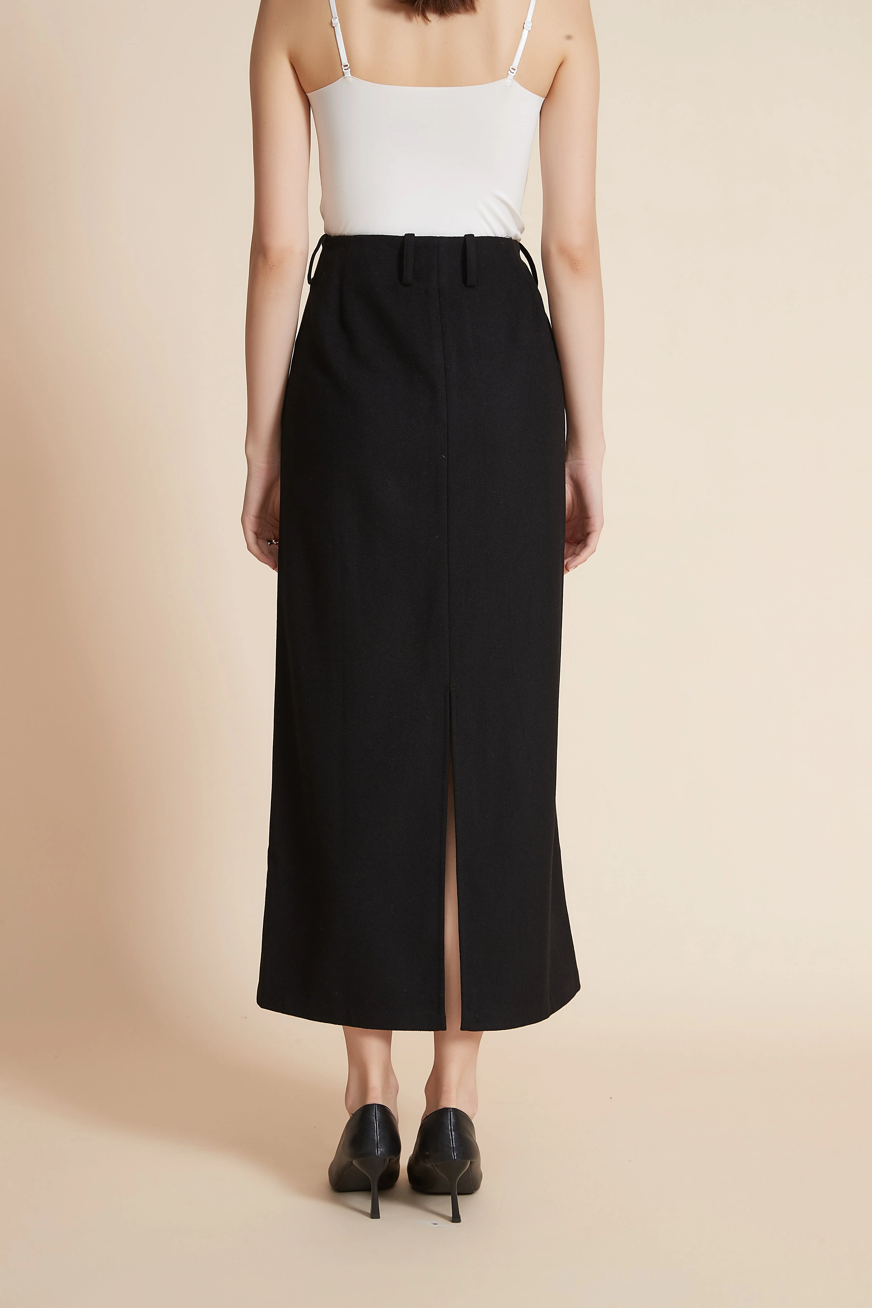 Plain Back Split Wide Midi Skirt - Image 9