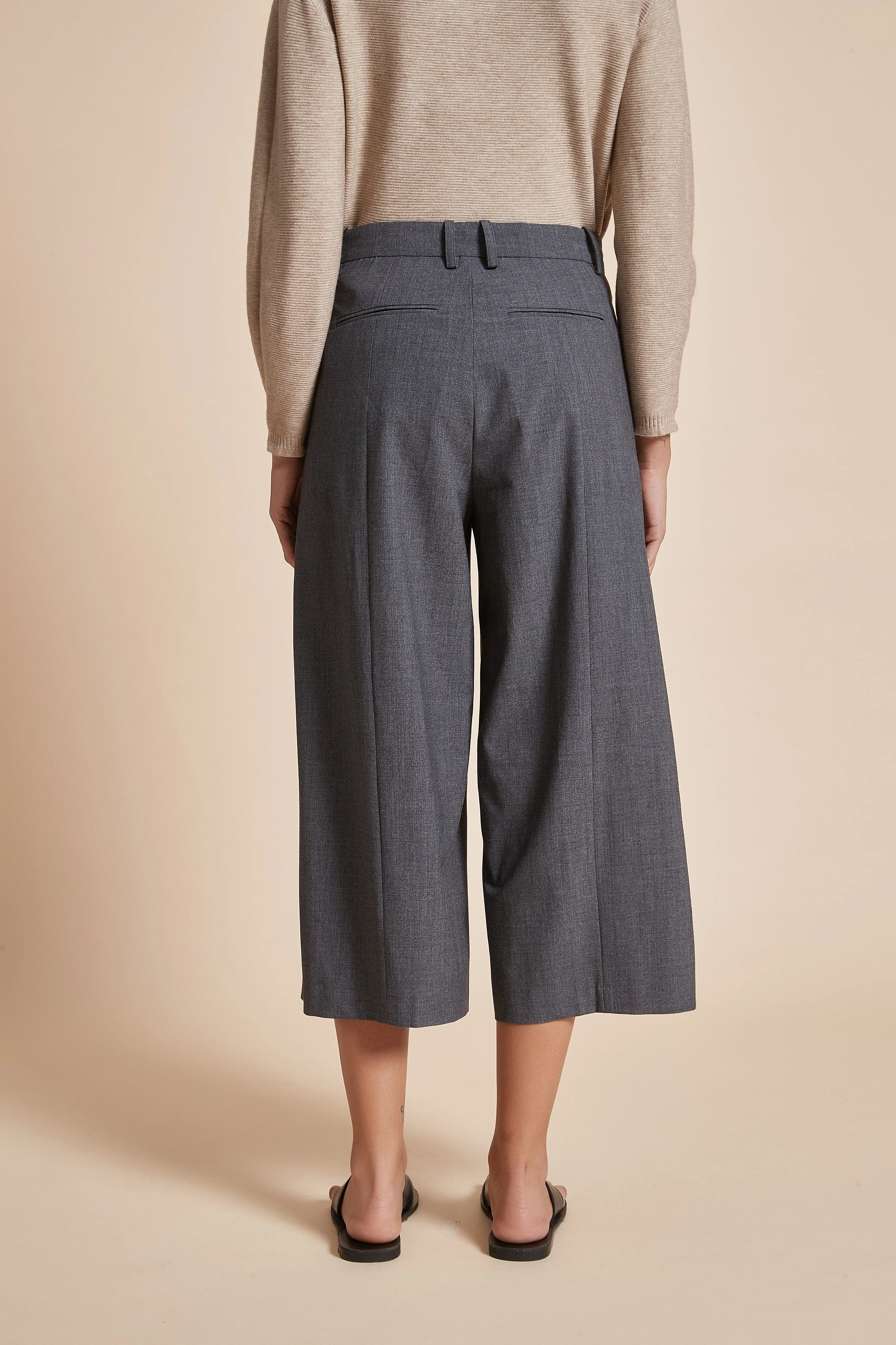 Wide Flared Midi Pants with Ruffles - Image 12