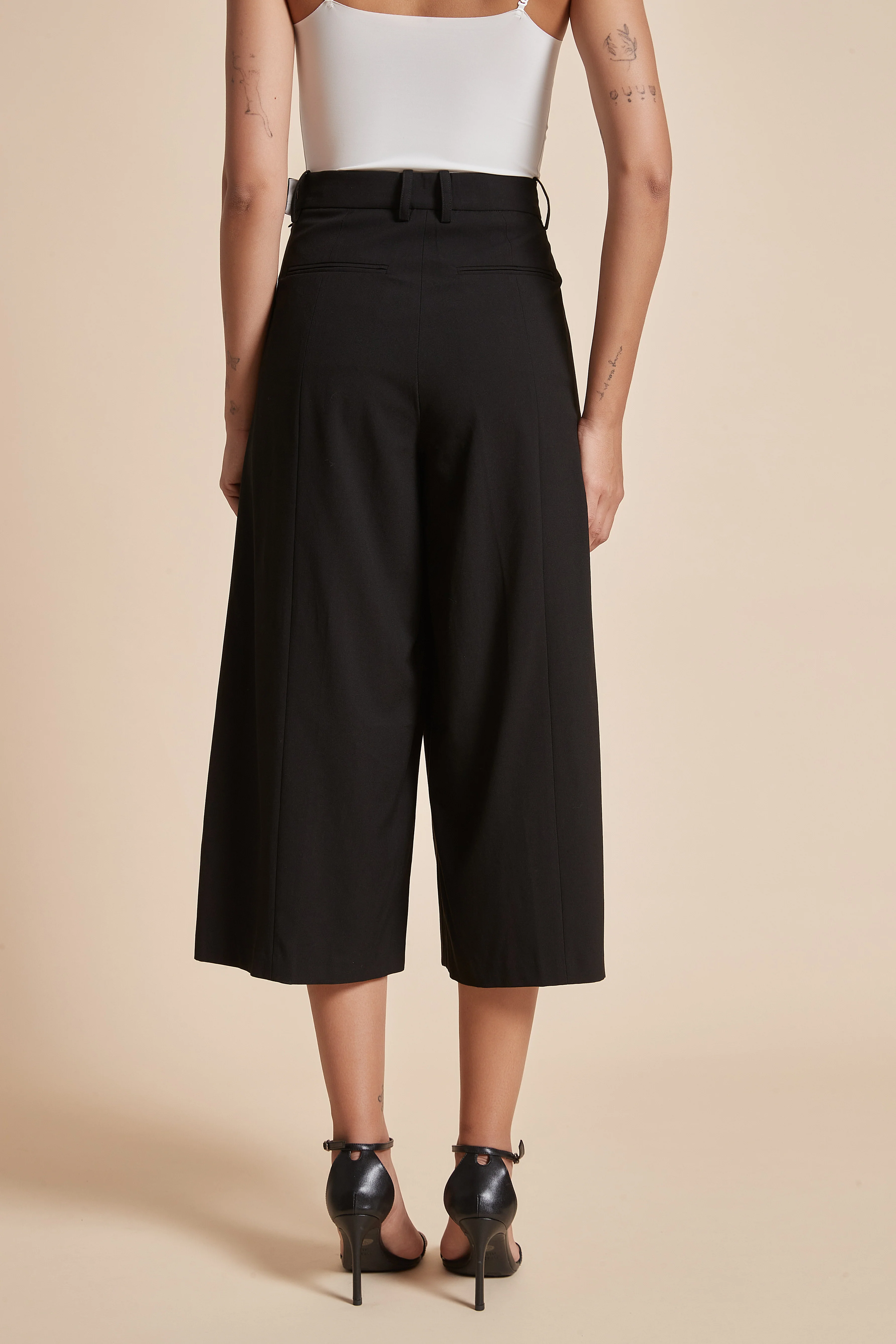 Wide Flared Midi Pants with Ruffles - Image 4