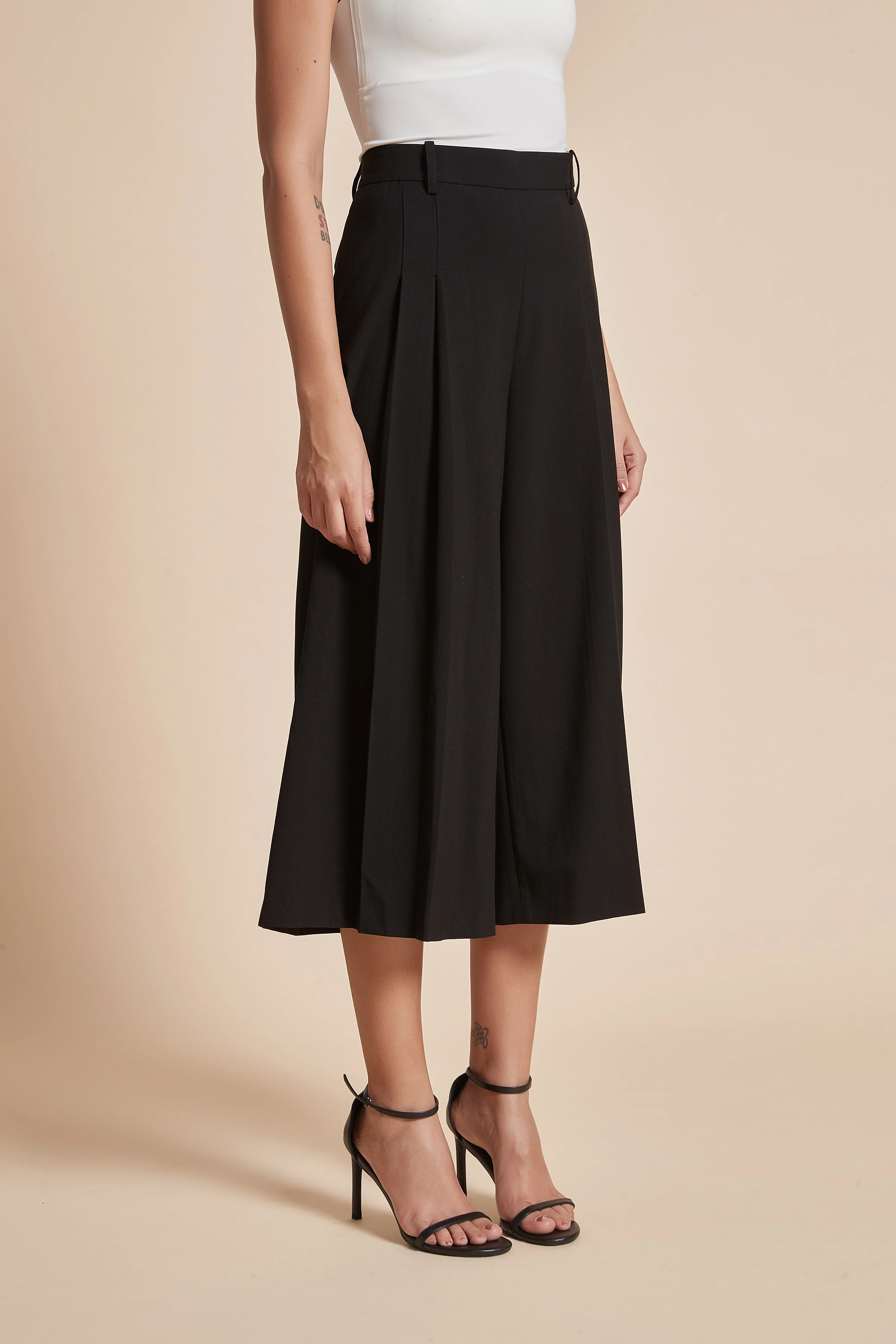 Wide Flared Midi Pants with Ruffles - Image 5