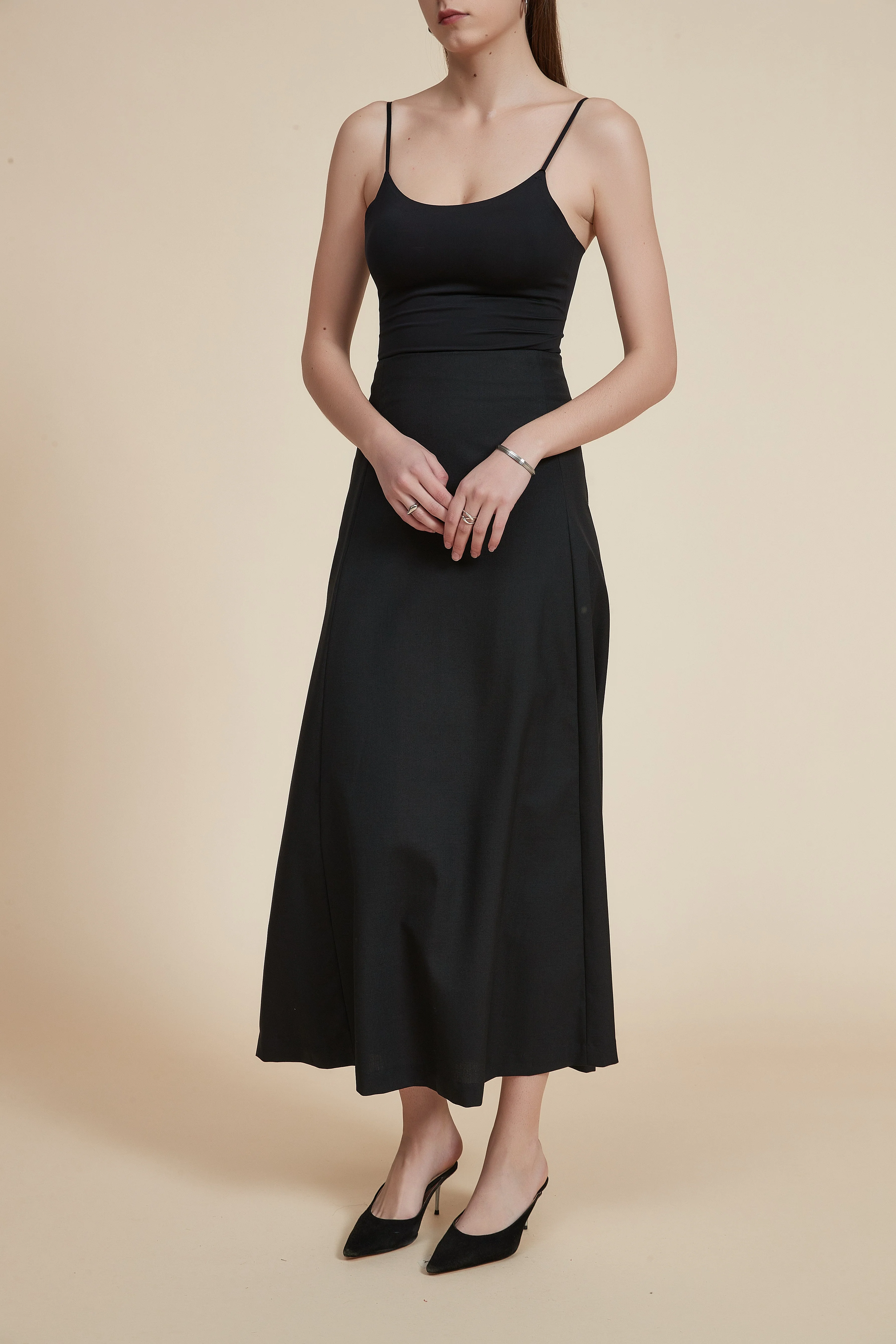 Plain Wide Cut Maxi Skirt