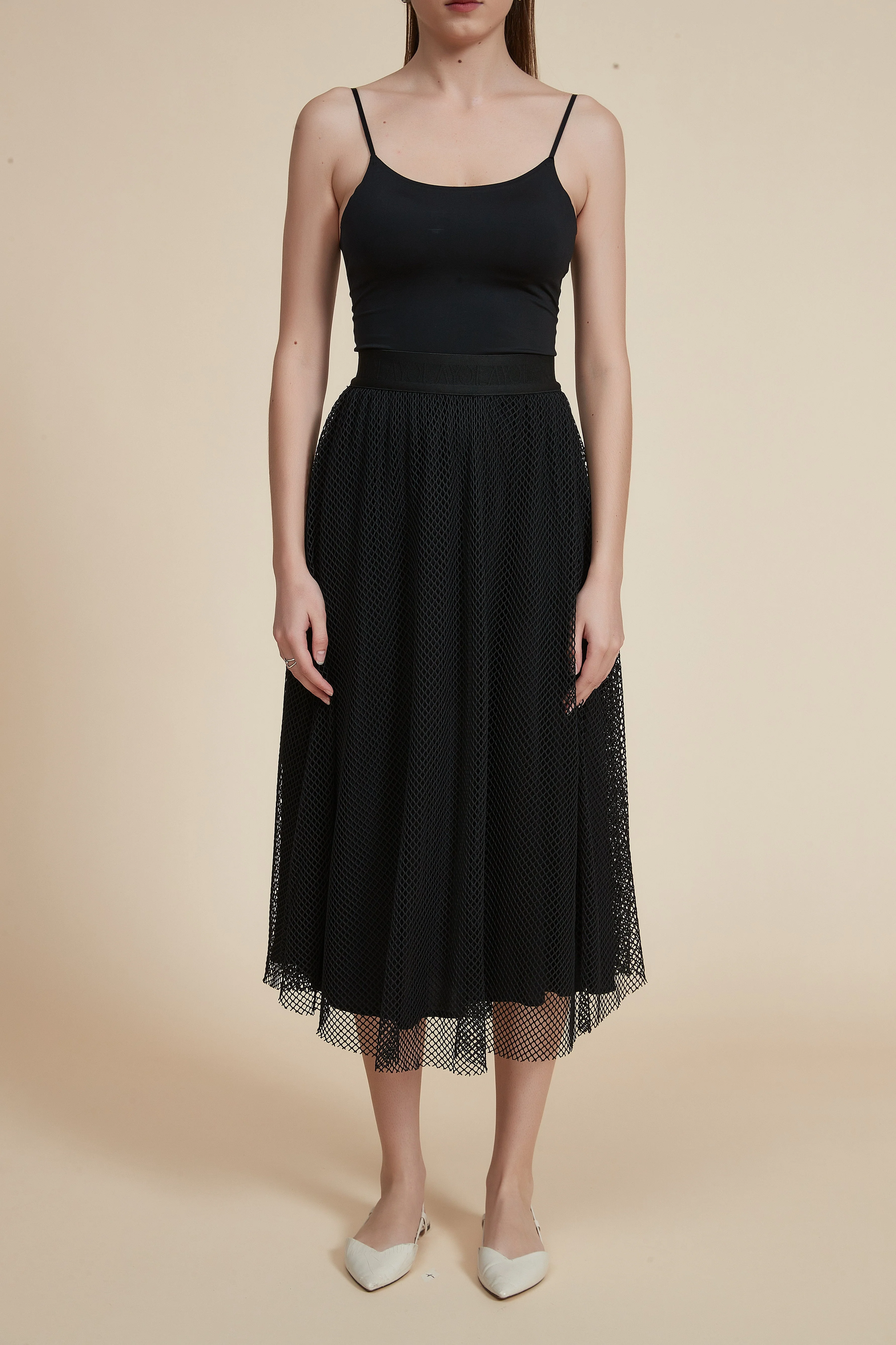 Lace Midi Skirt with Elastic Waistband - Image 2