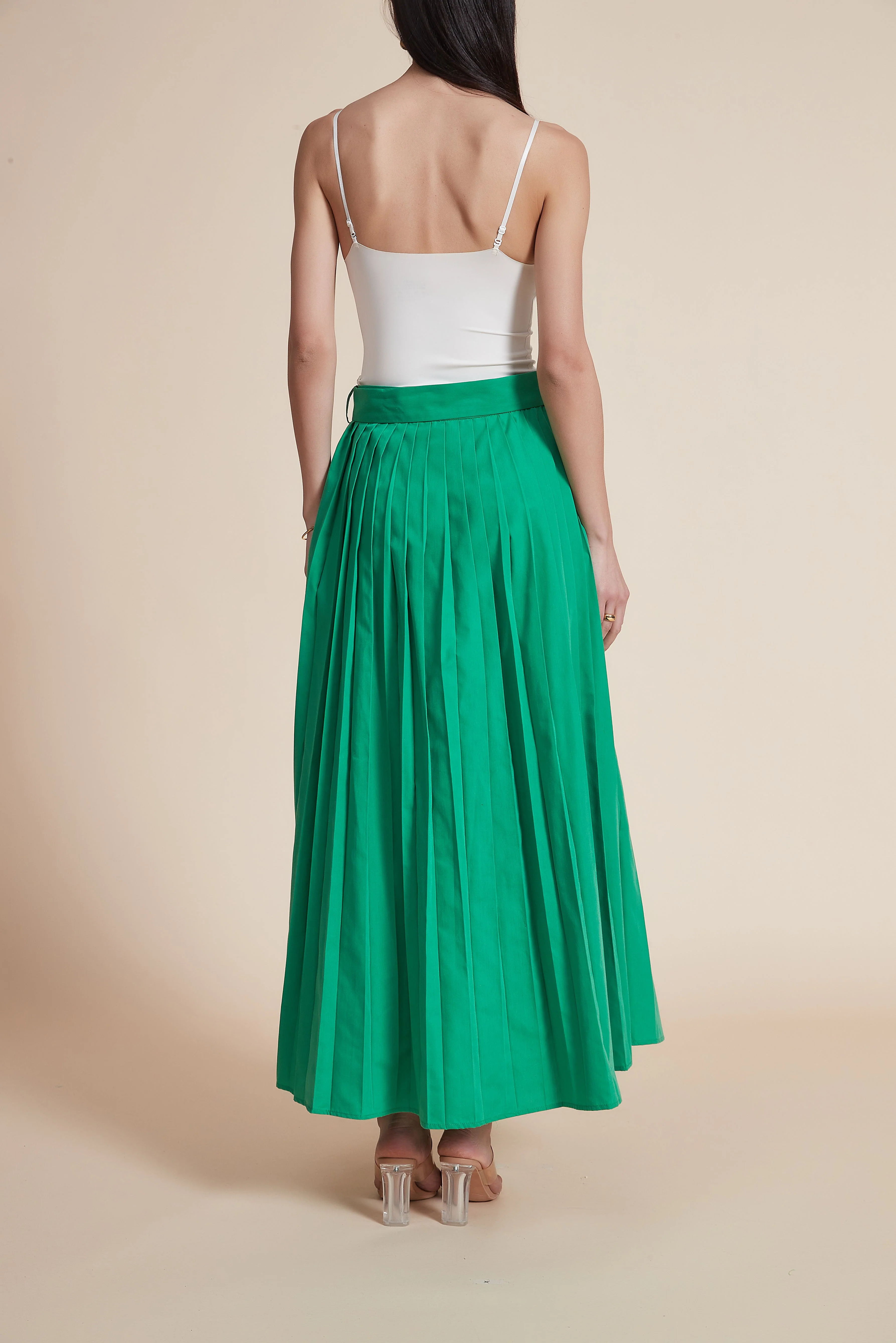 High-Waisted Pleated Midi Skirt - Image 3