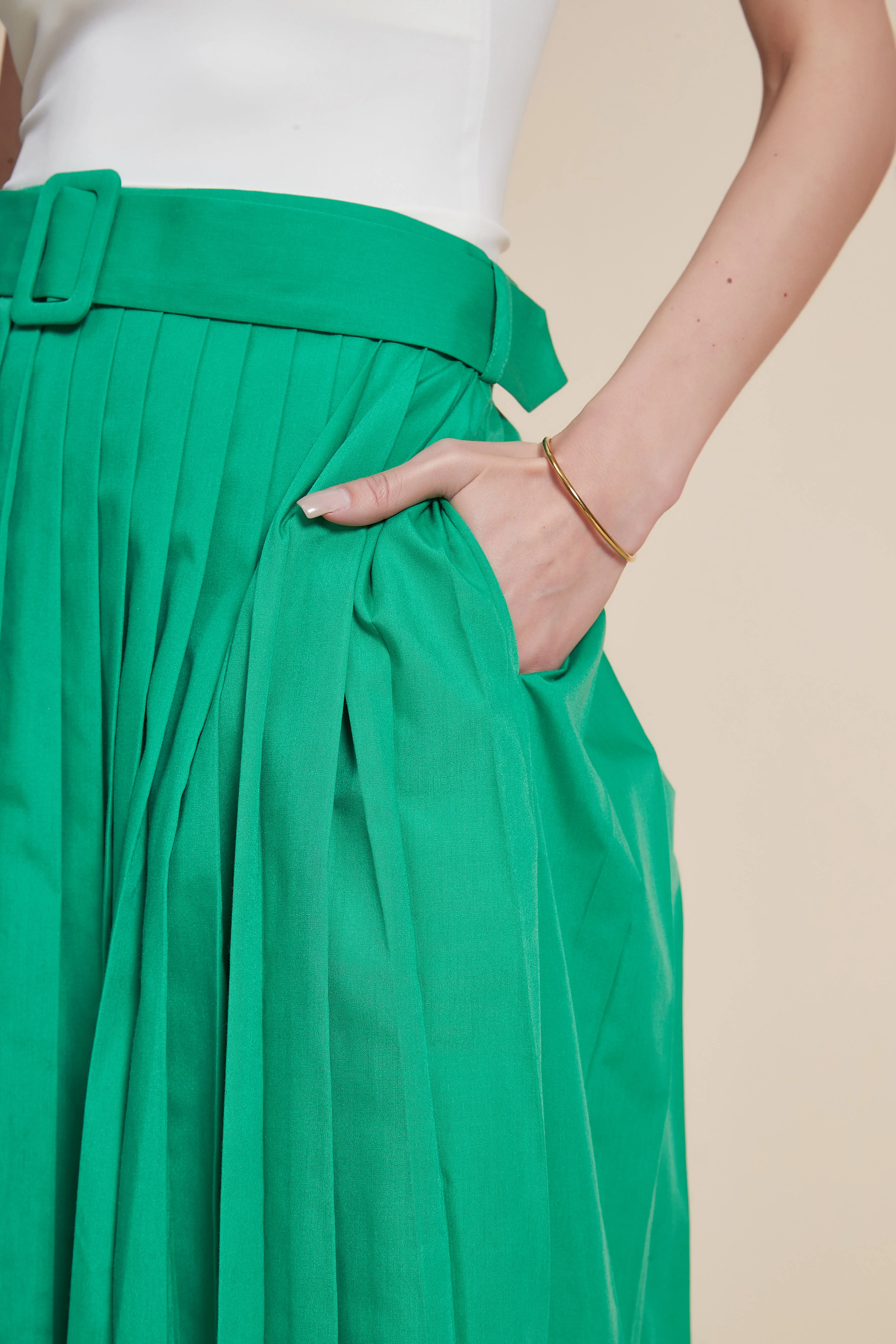 High-Waisted Pleated Midi Skirt - Image 4