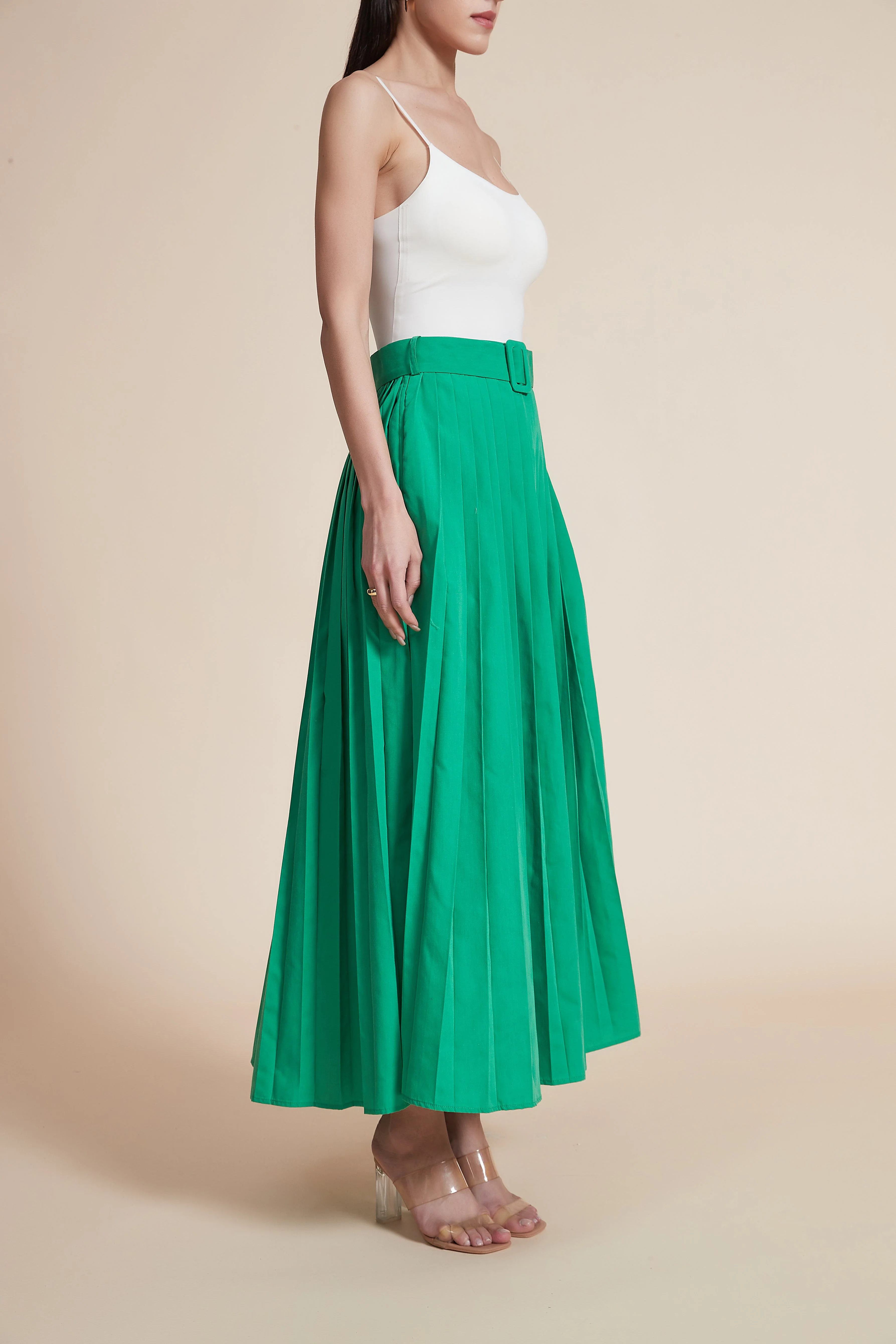 High-Waisted Pleated Midi Skirt - Image 5