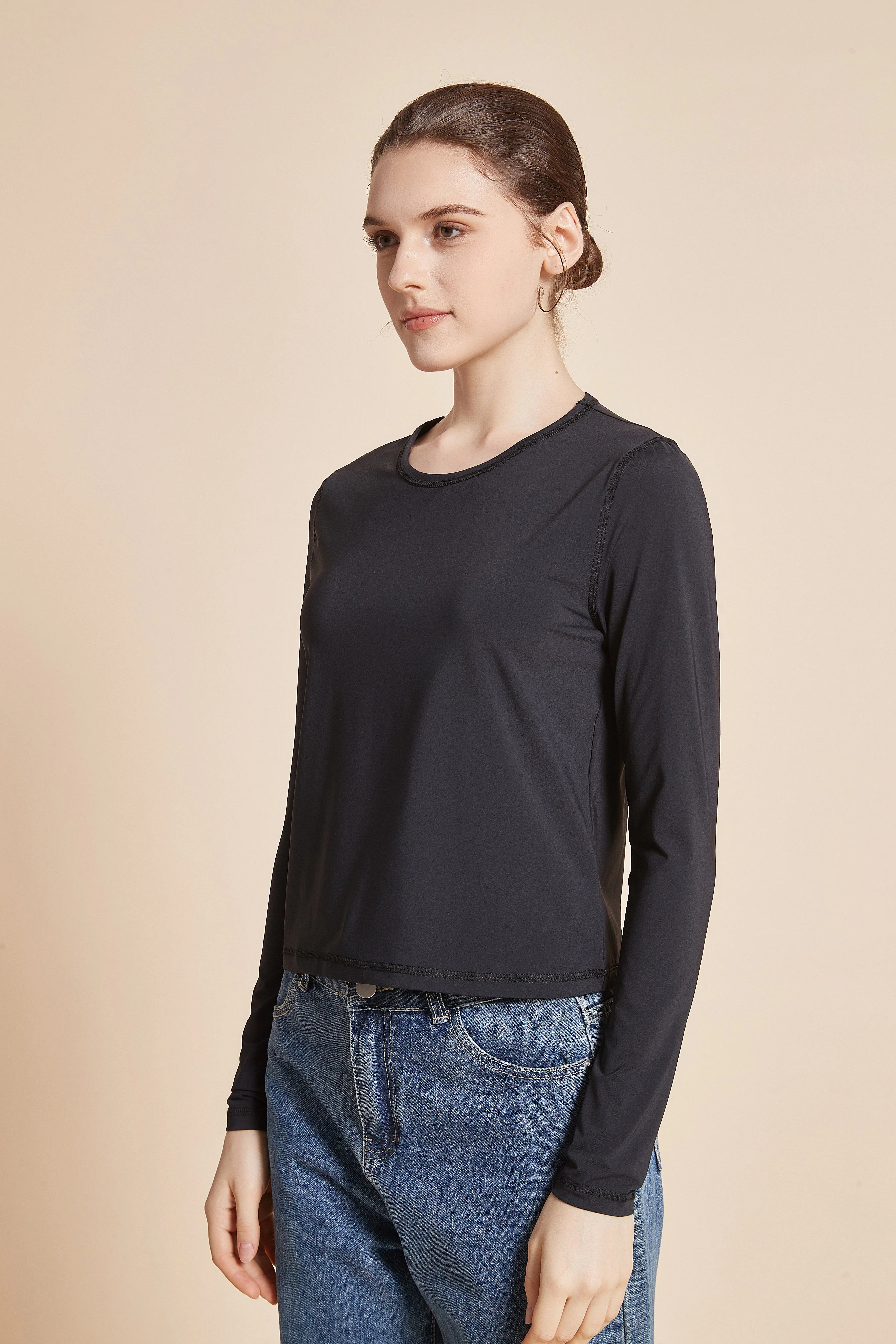 Women'S Plain Long Sleeve Round Neck T-Shirt - Image 11