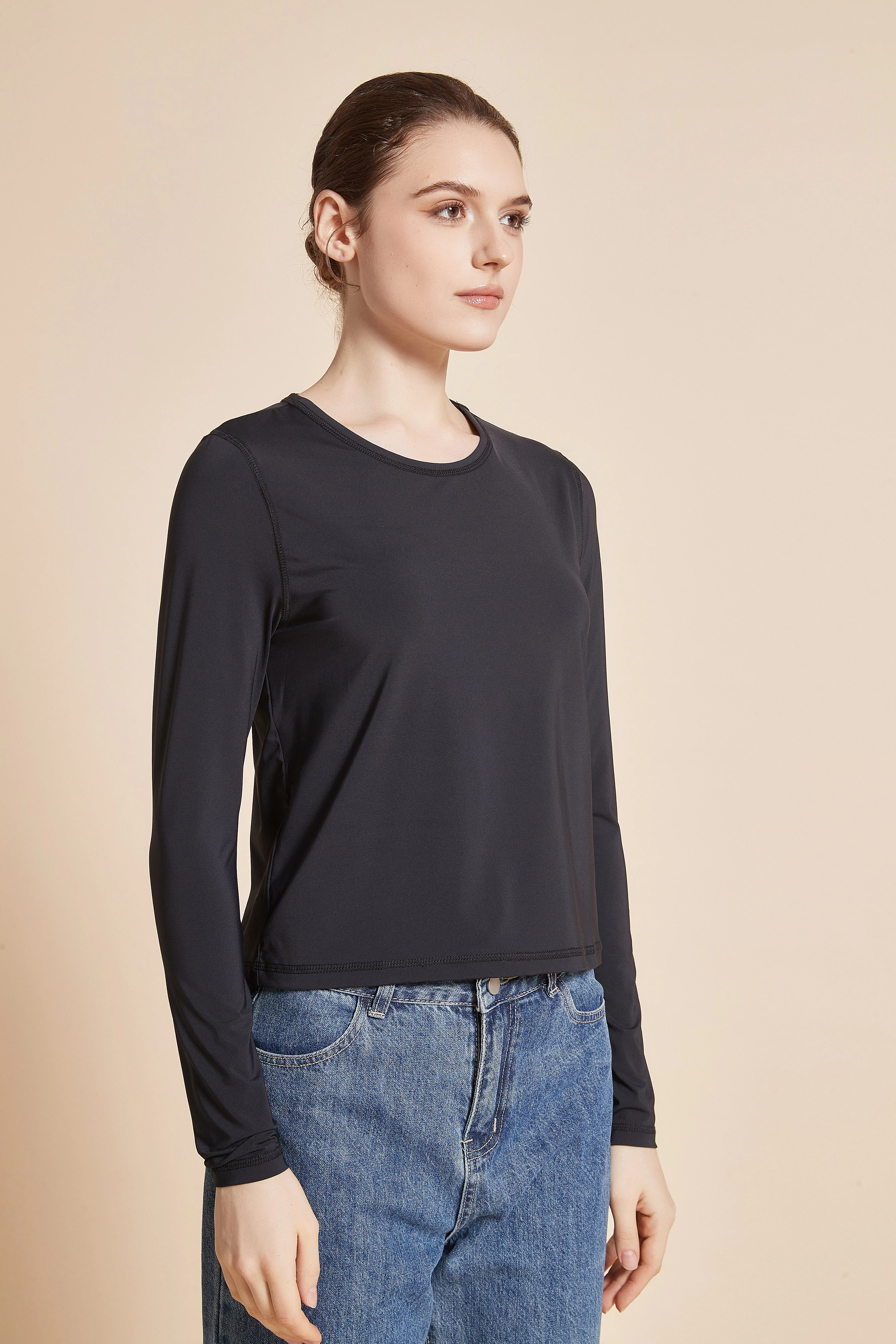 Women'S Plain Long Sleeve Round Neck T-Shirt - Image 12