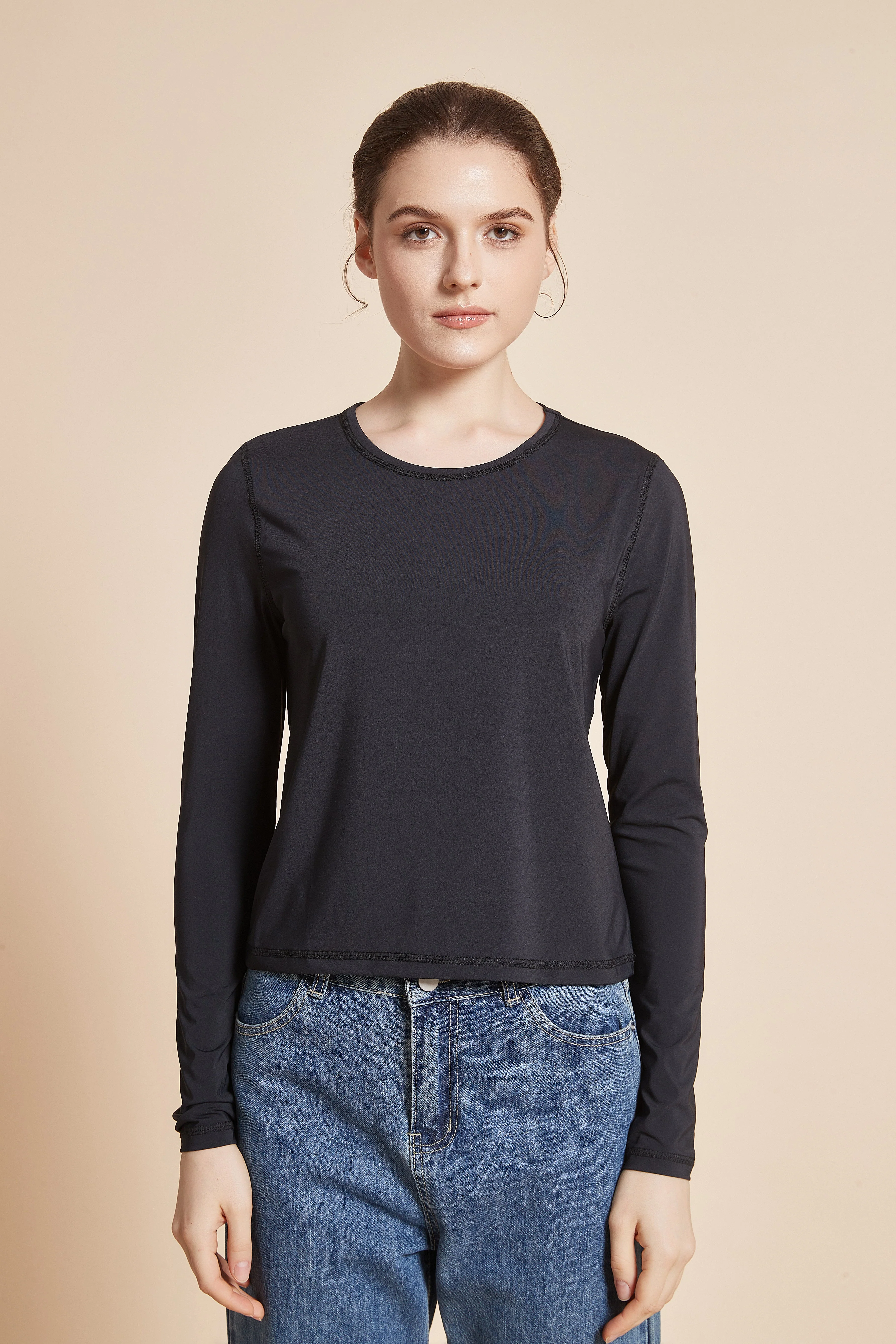 Women'S Plain Long Sleeve Round Neck T-Shirt - Image 13