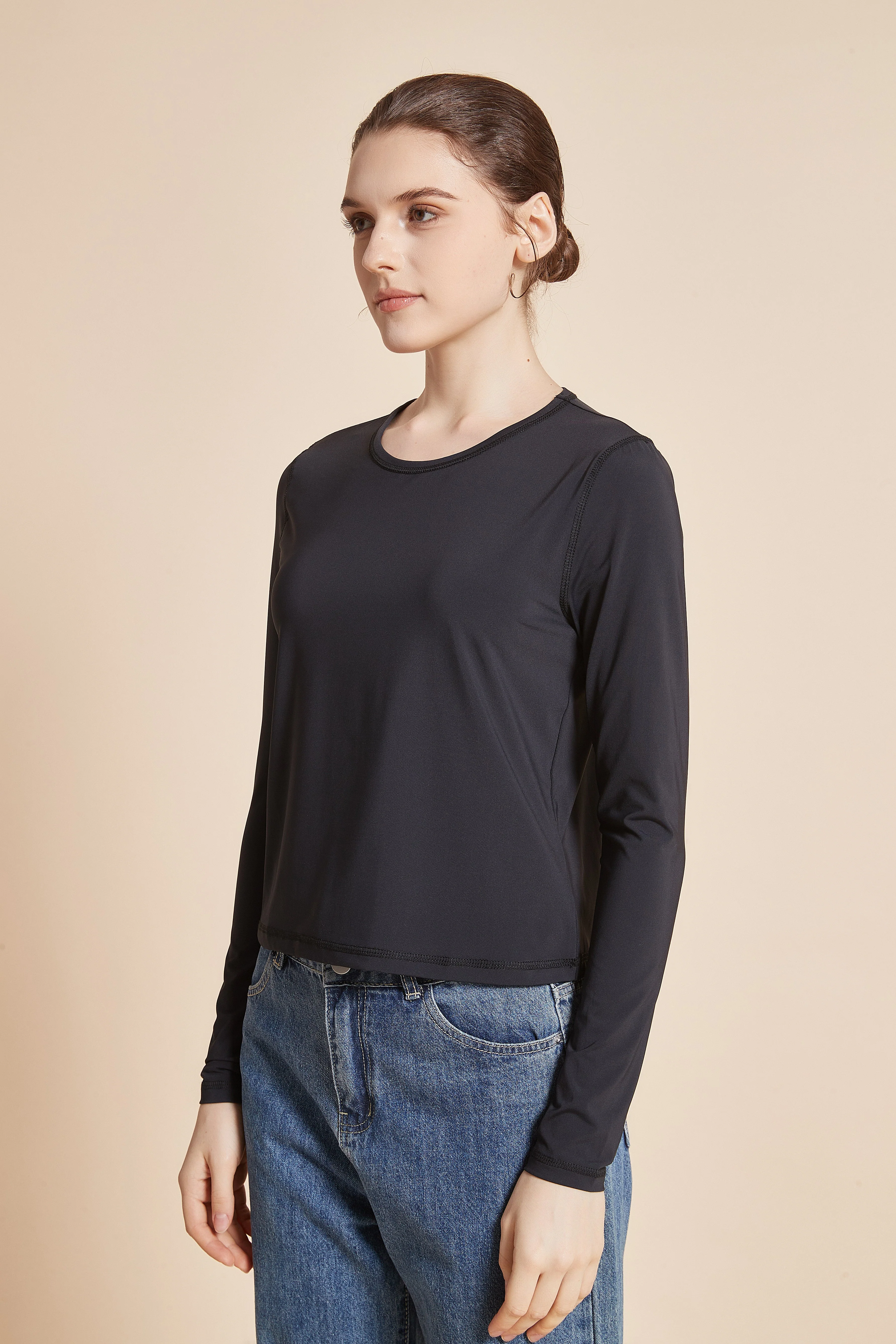 Women'S Plain Long Sleeve Round Neck T-Shirt - Image 14