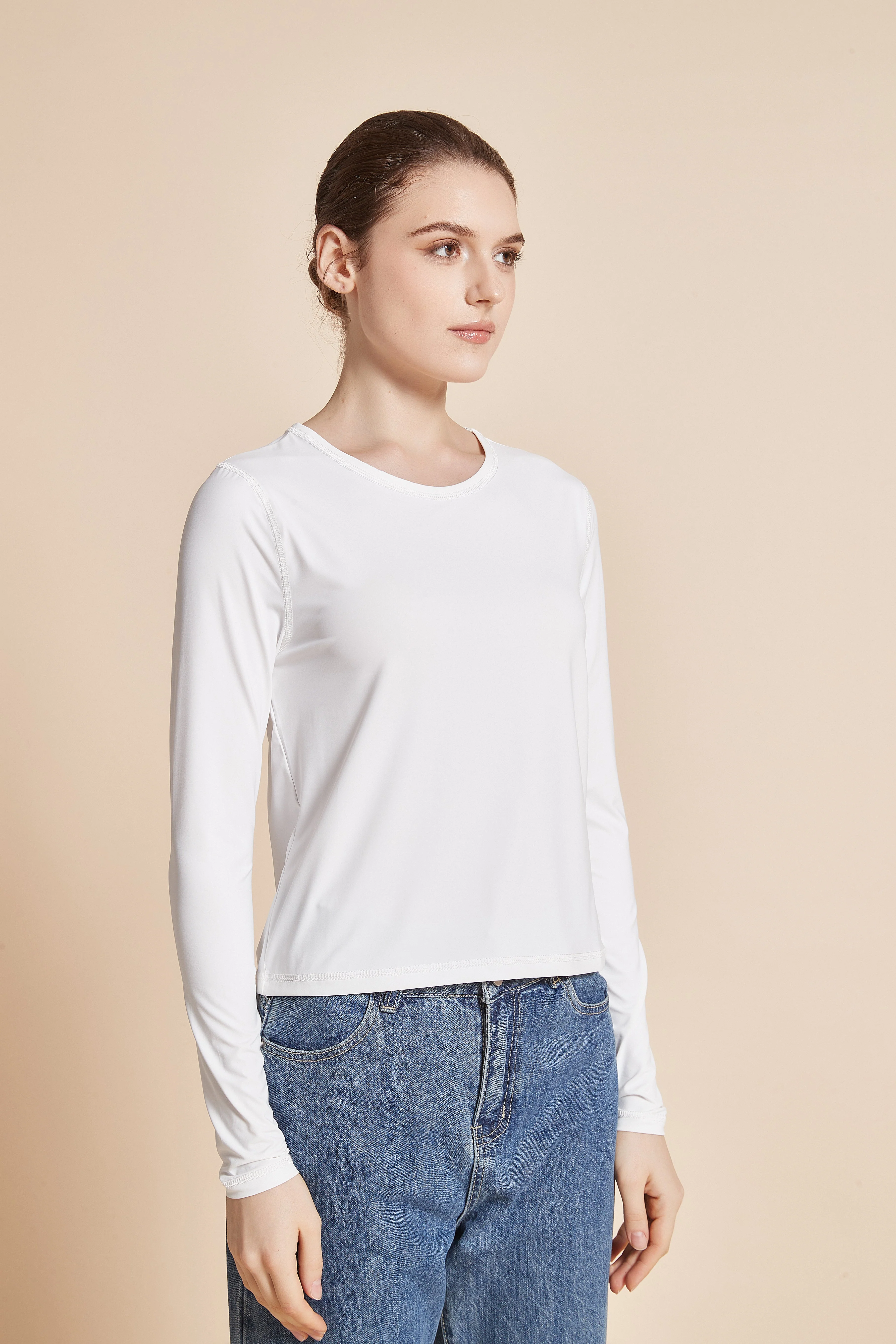 Women'S Plain Long Sleeve Round Neck T-Shirt - Image 19