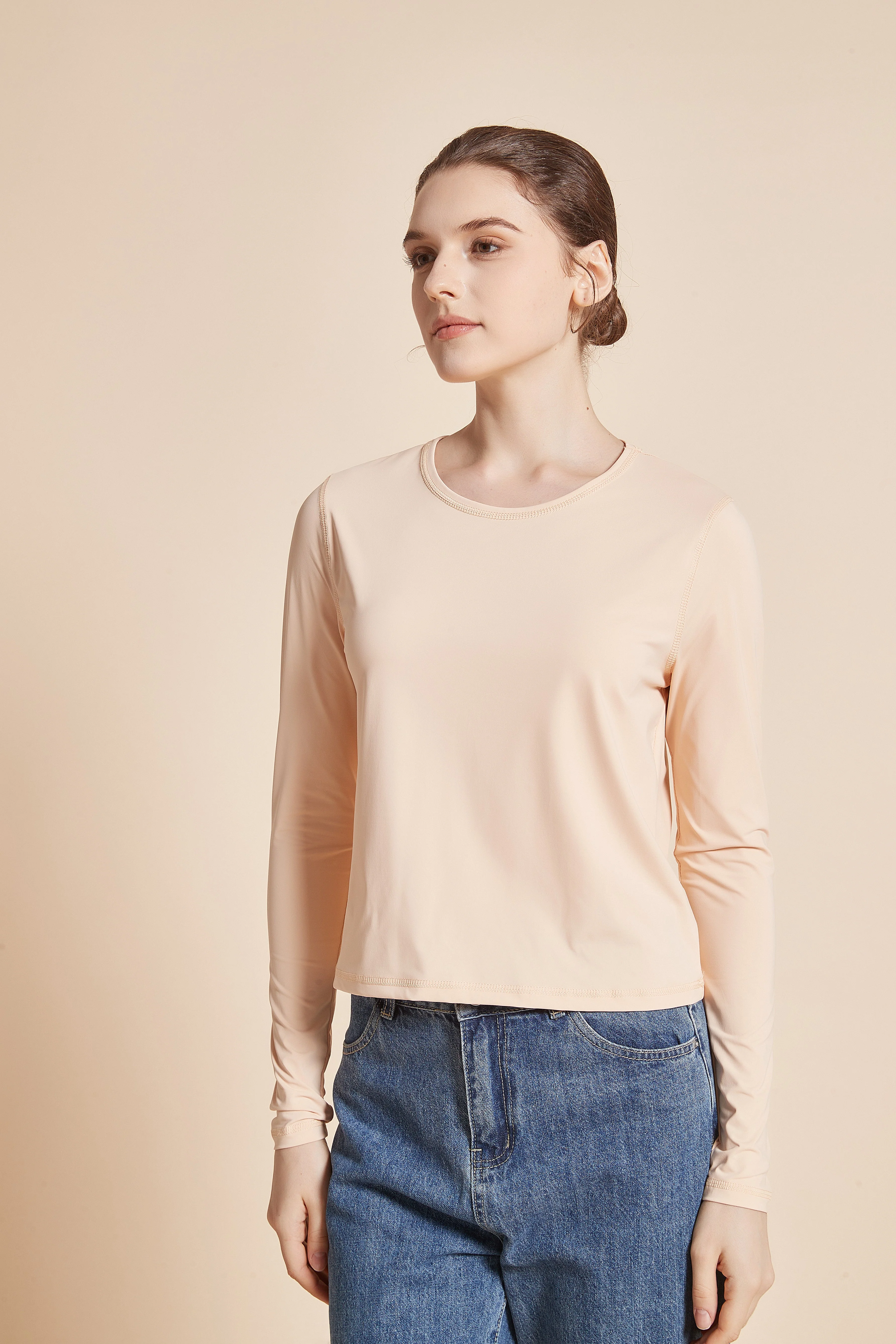 Women'S Plain Long Sleeve Round Neck T-Shirt - Image 7
