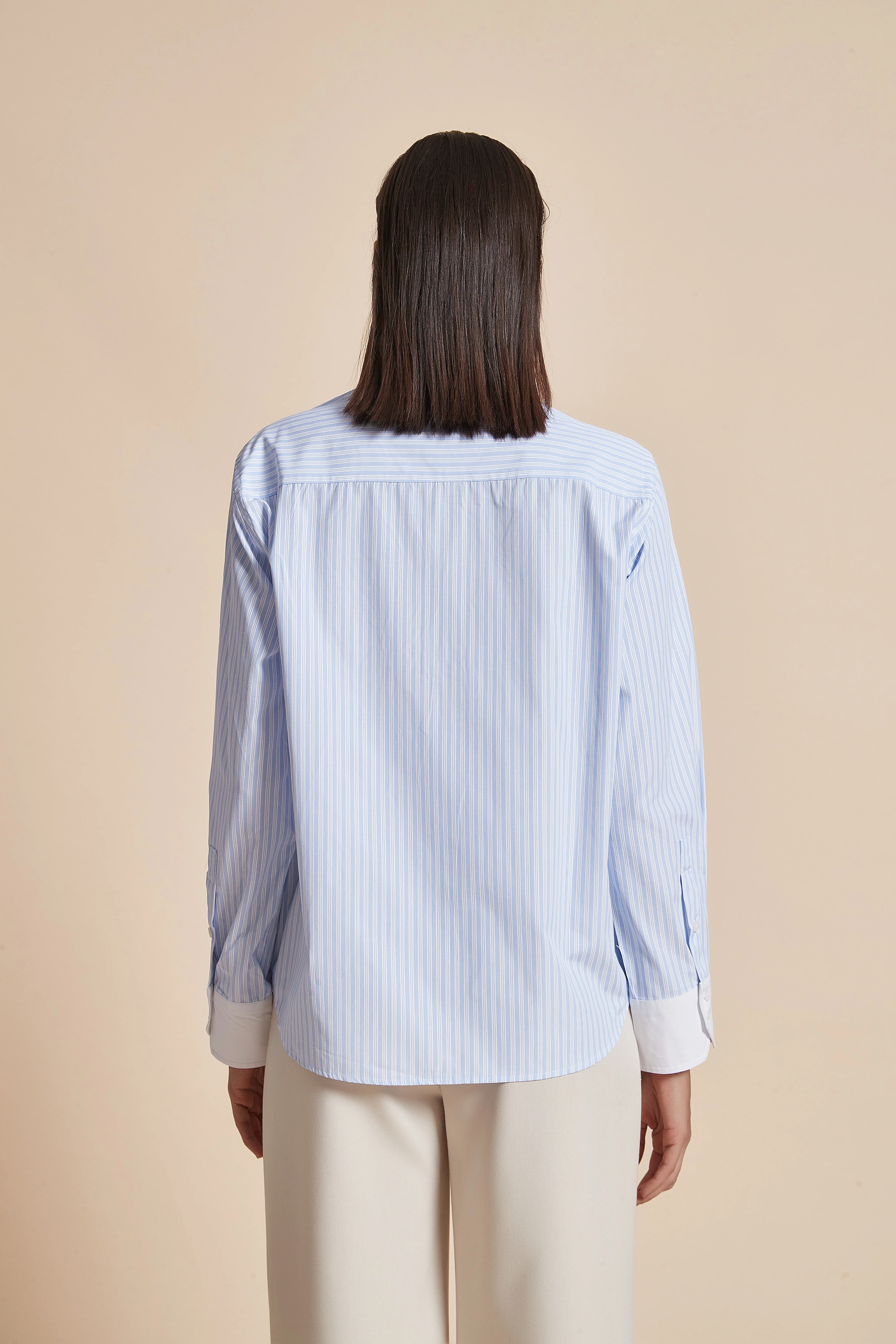 Women'S Blouse With Long Sleeves, Shirt Collar, And Vertical Stripes - Image 12