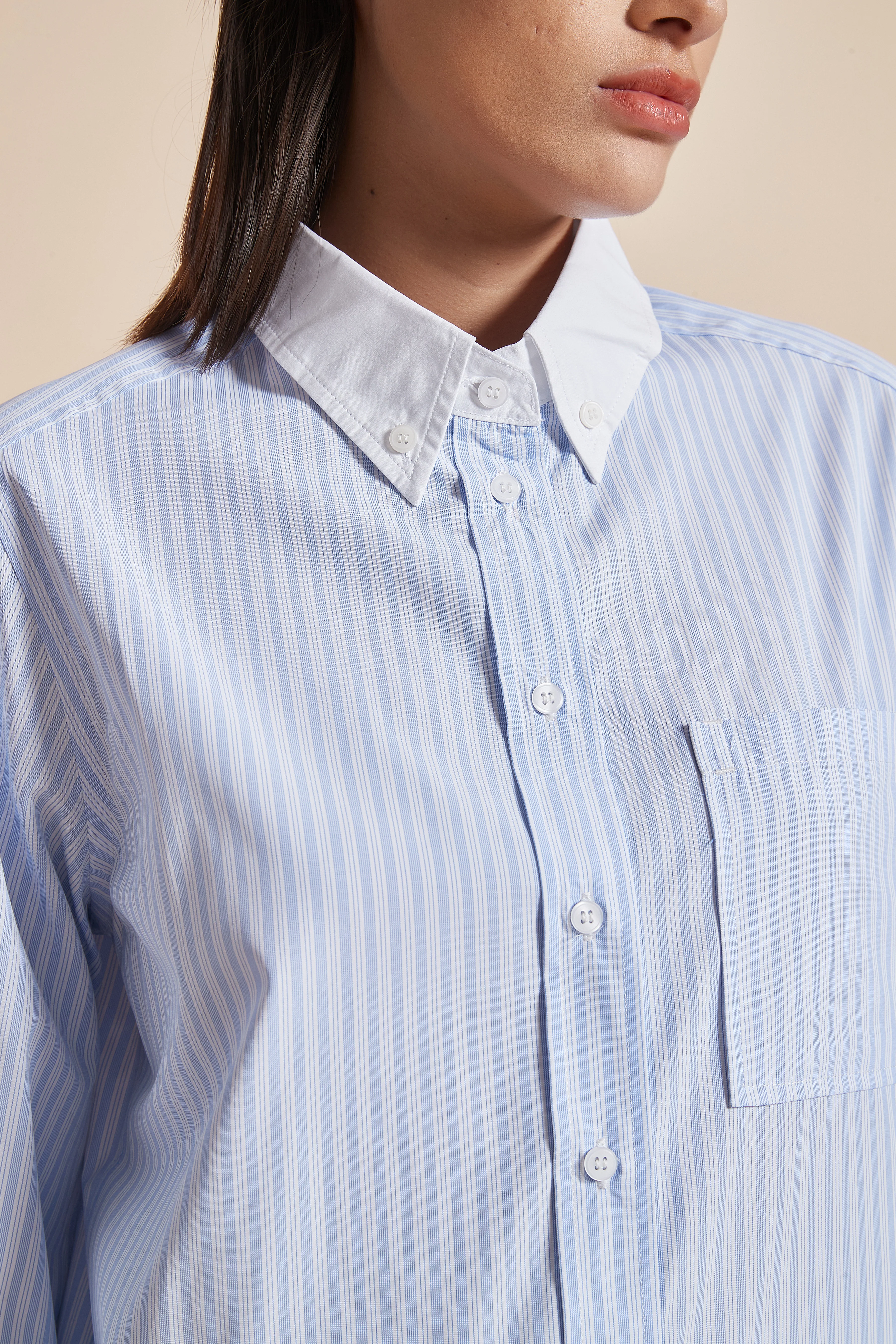 Women'S Blouse With Long Sleeves, Shirt Collar, And Vertical Stripes - Image 14