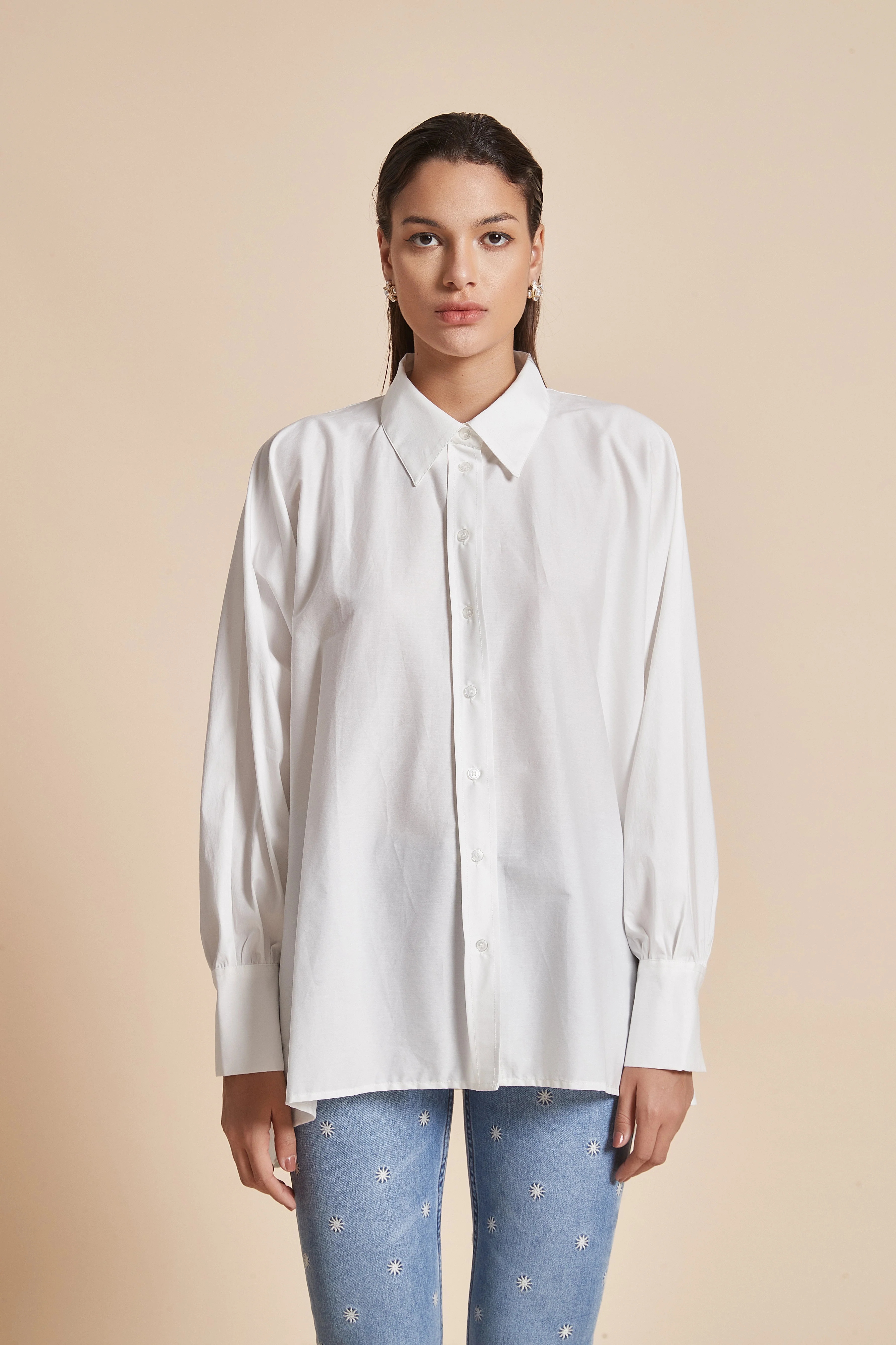 Plain Long-Sleeve Women'S Blouse With Shirt Collar And Front Buttons - Image 2