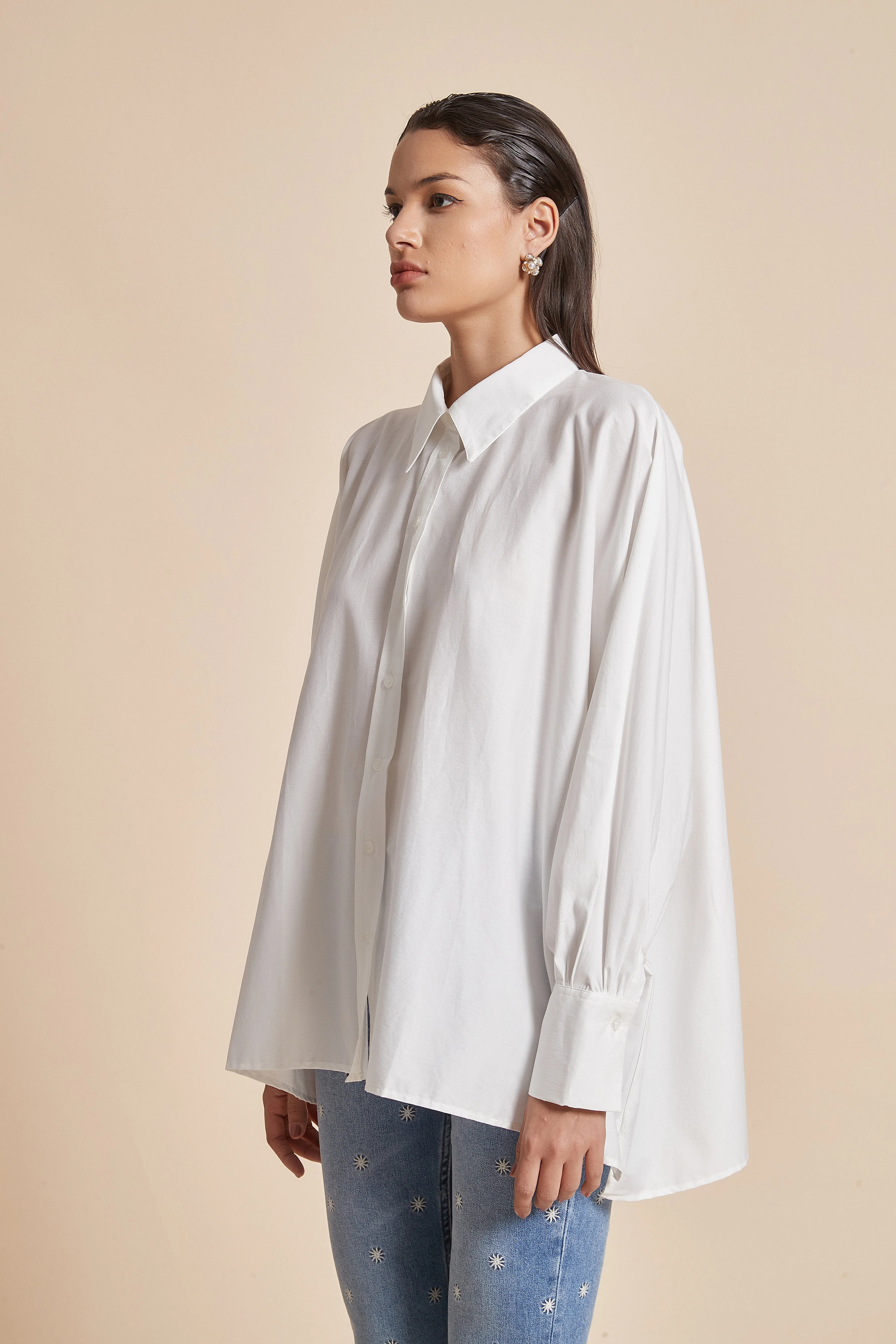 Plain Long-Sleeve Women'S Blouse With Shirt Collar And Front Buttons - Image 3