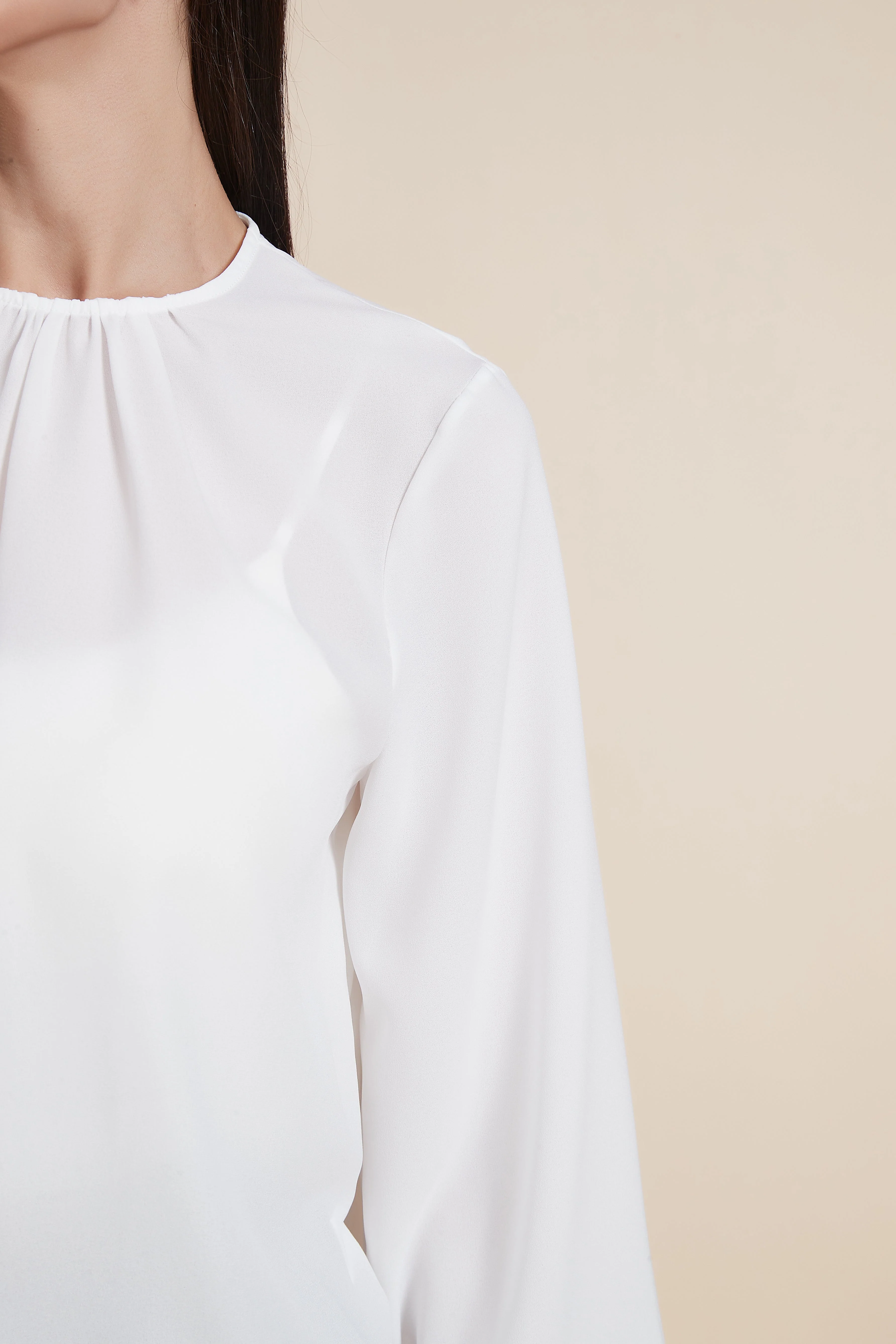 Soft Solid Long Sleeve Blouse - Image 5