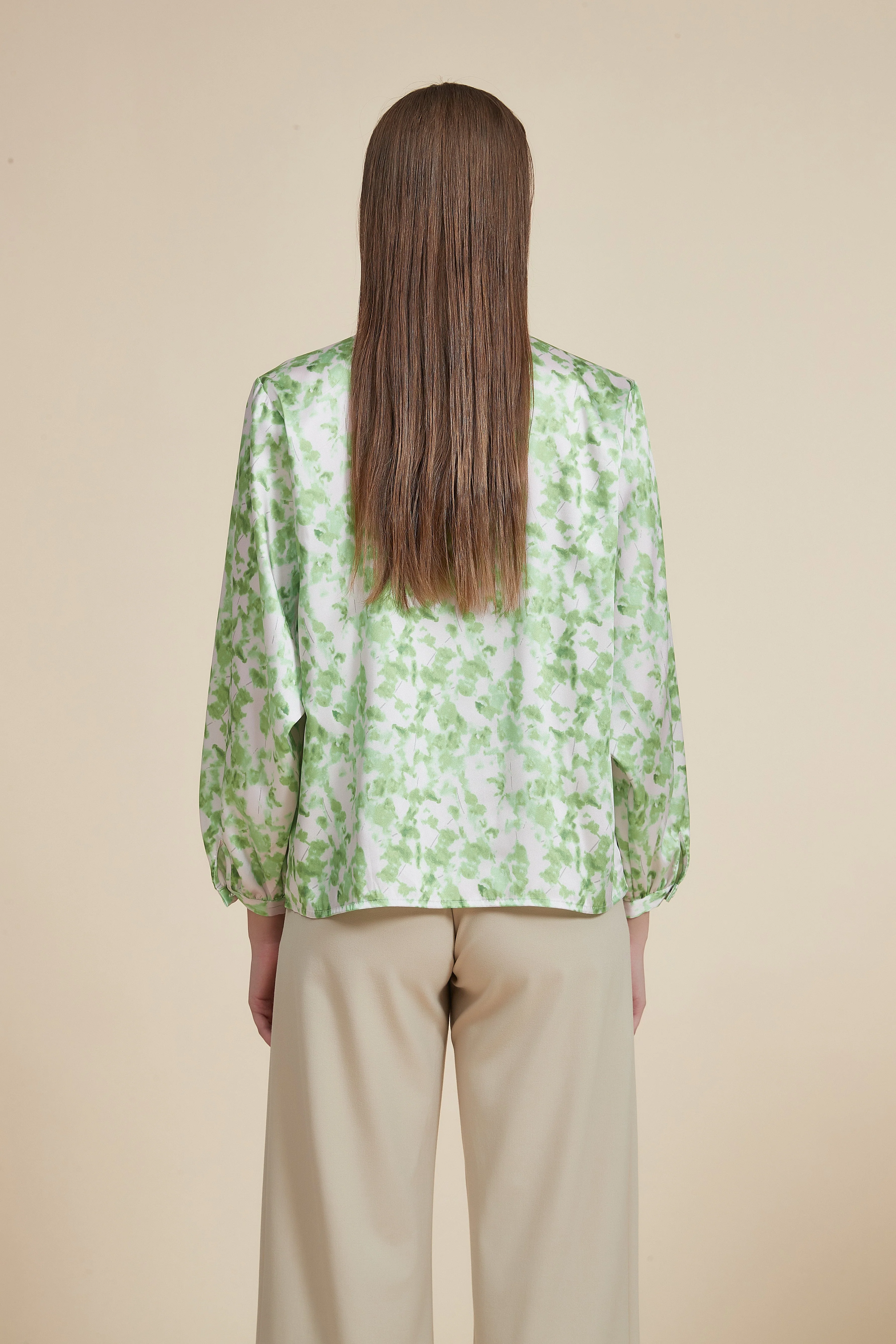 Floral Blouse with Bow Tie and Long Sleeves - Image 6