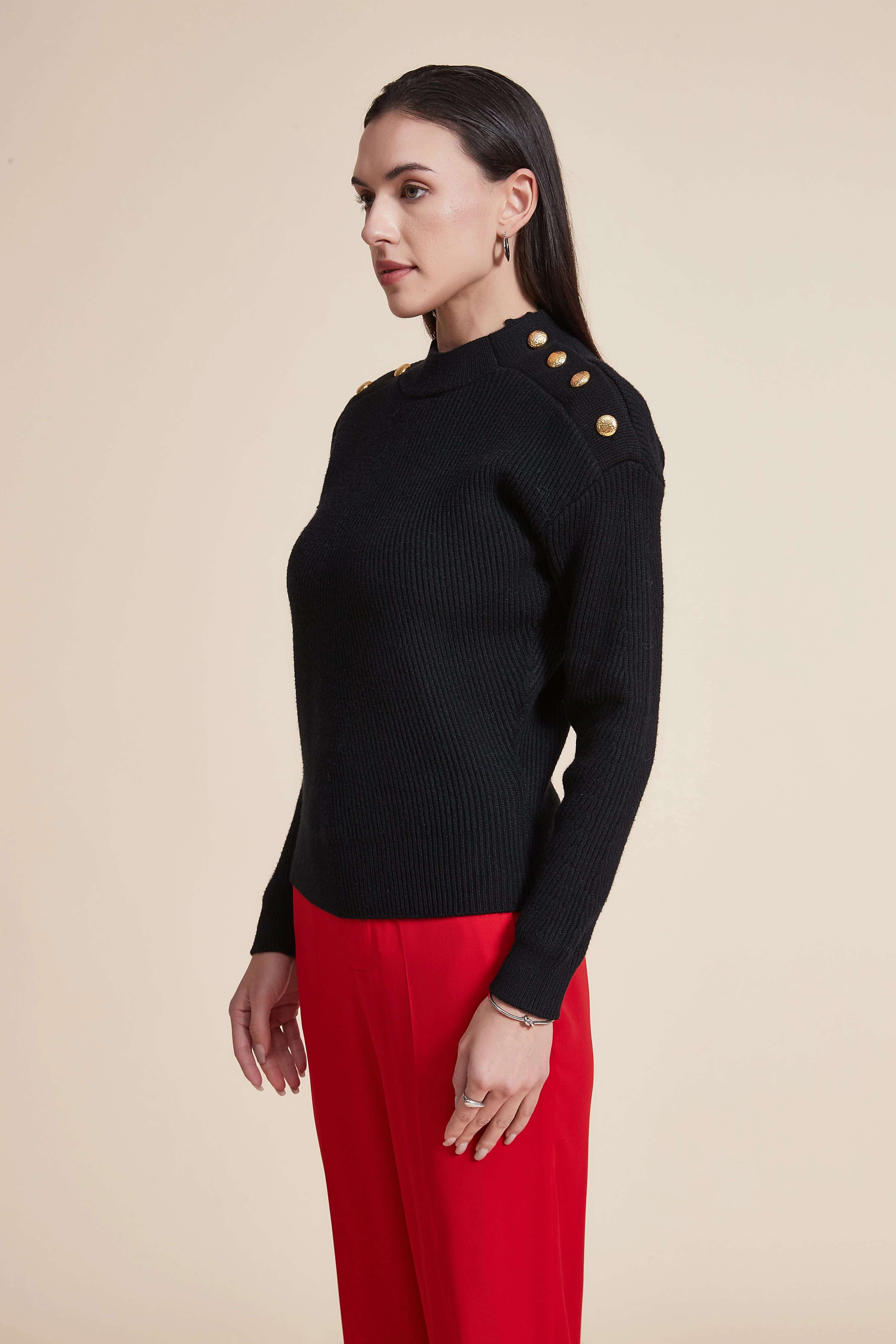 Ribbed Long Sleeve High Neck Blouse - Image 4
