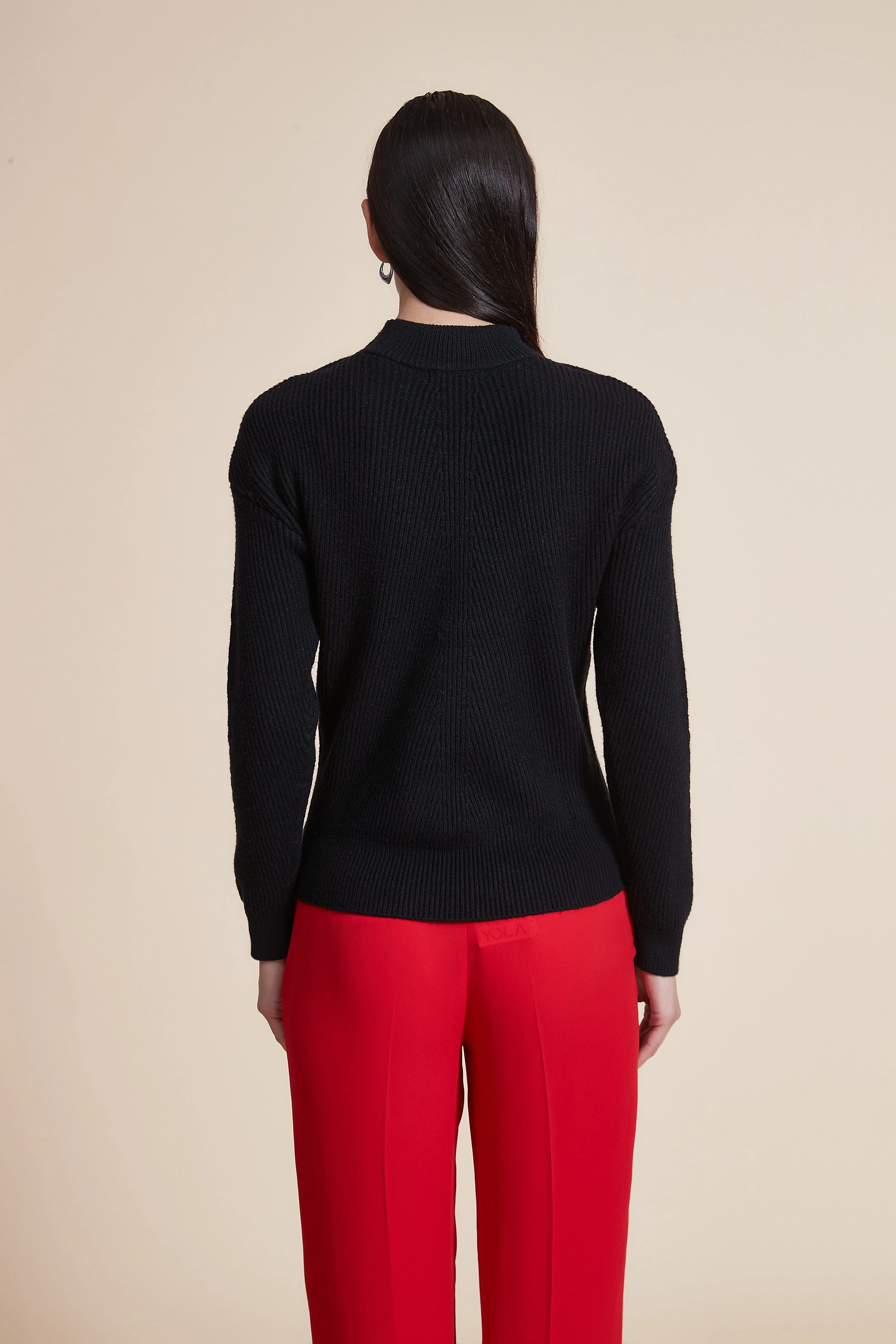 Ribbed Long Sleeve High Neck Blouse - Image 5