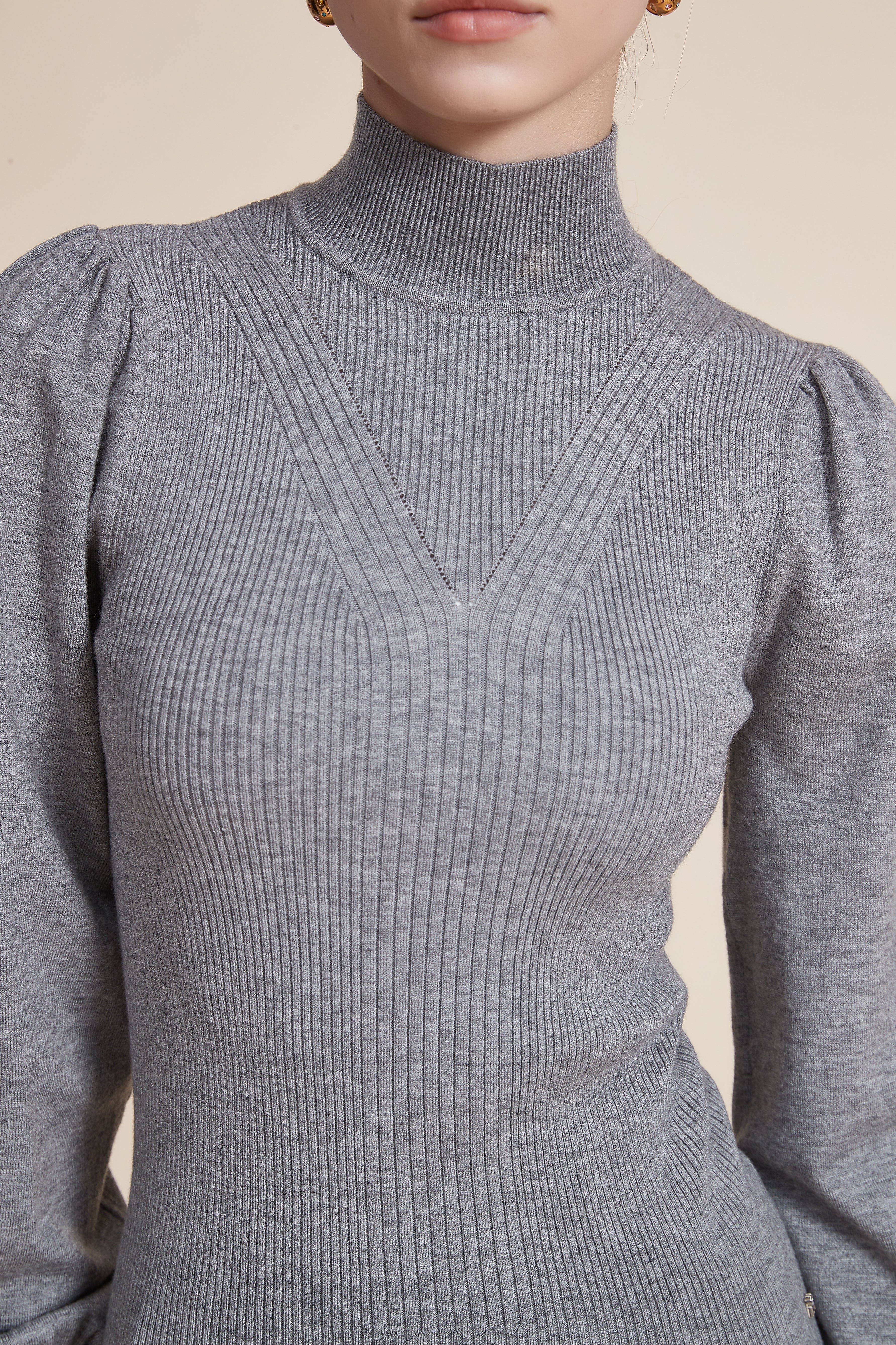 Long Sleeve Loose Blouse with High Neck - Image 10