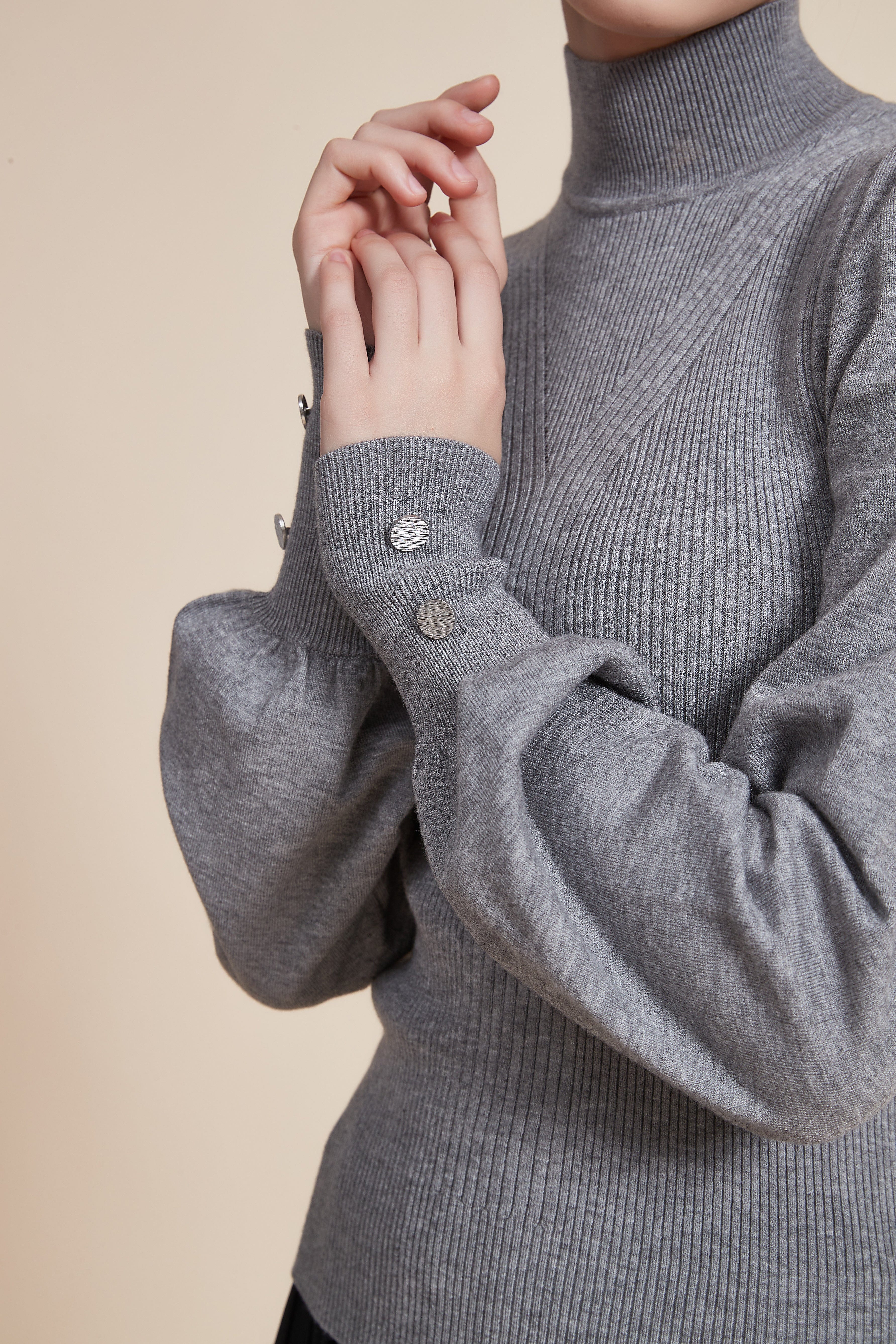 Long Sleeve Loose Blouse with High Neck - Image 11