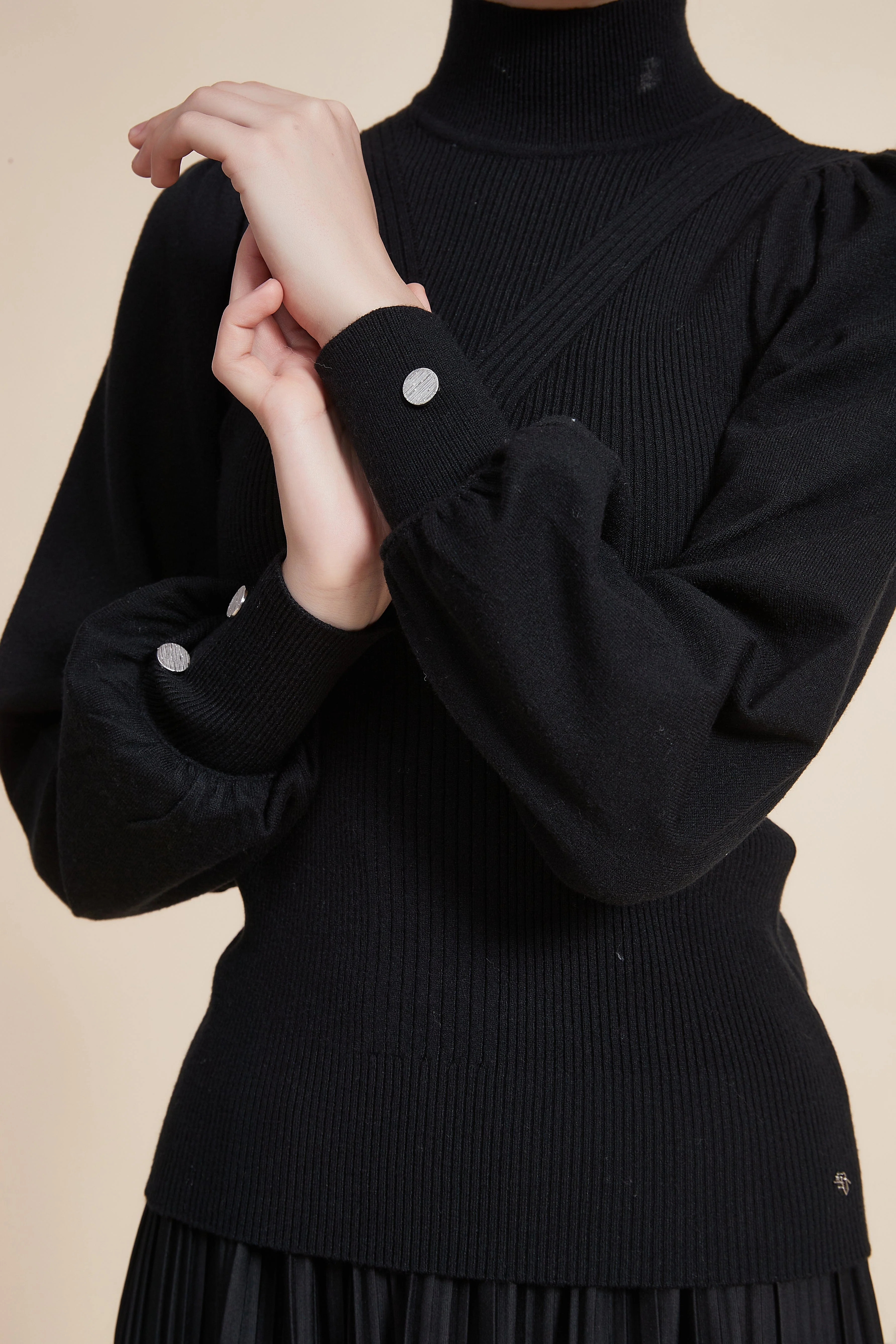 Long Sleeve Loose Blouse with High Neck - Image 16