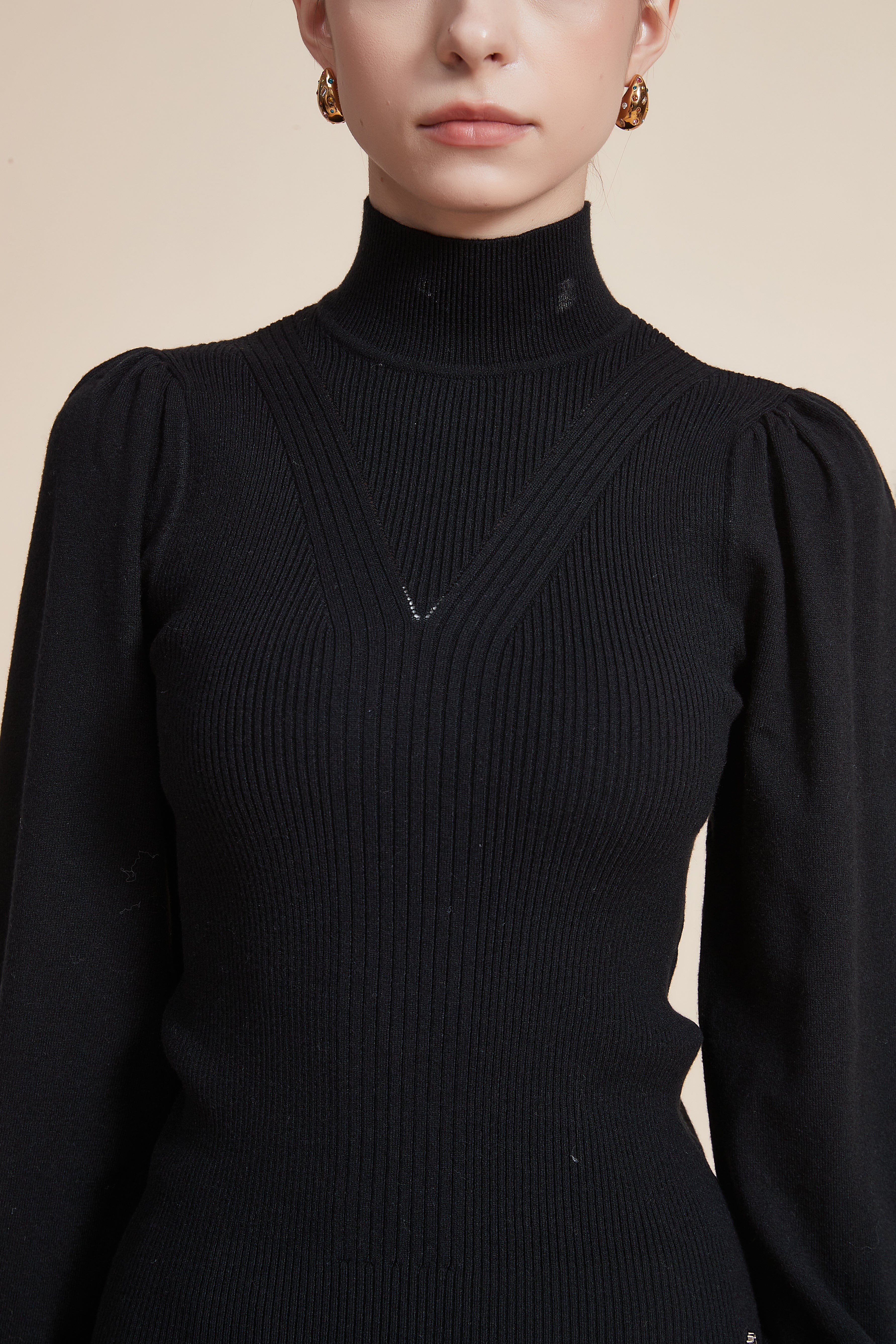 Long Sleeve Loose Blouse with High Neck - Image 17