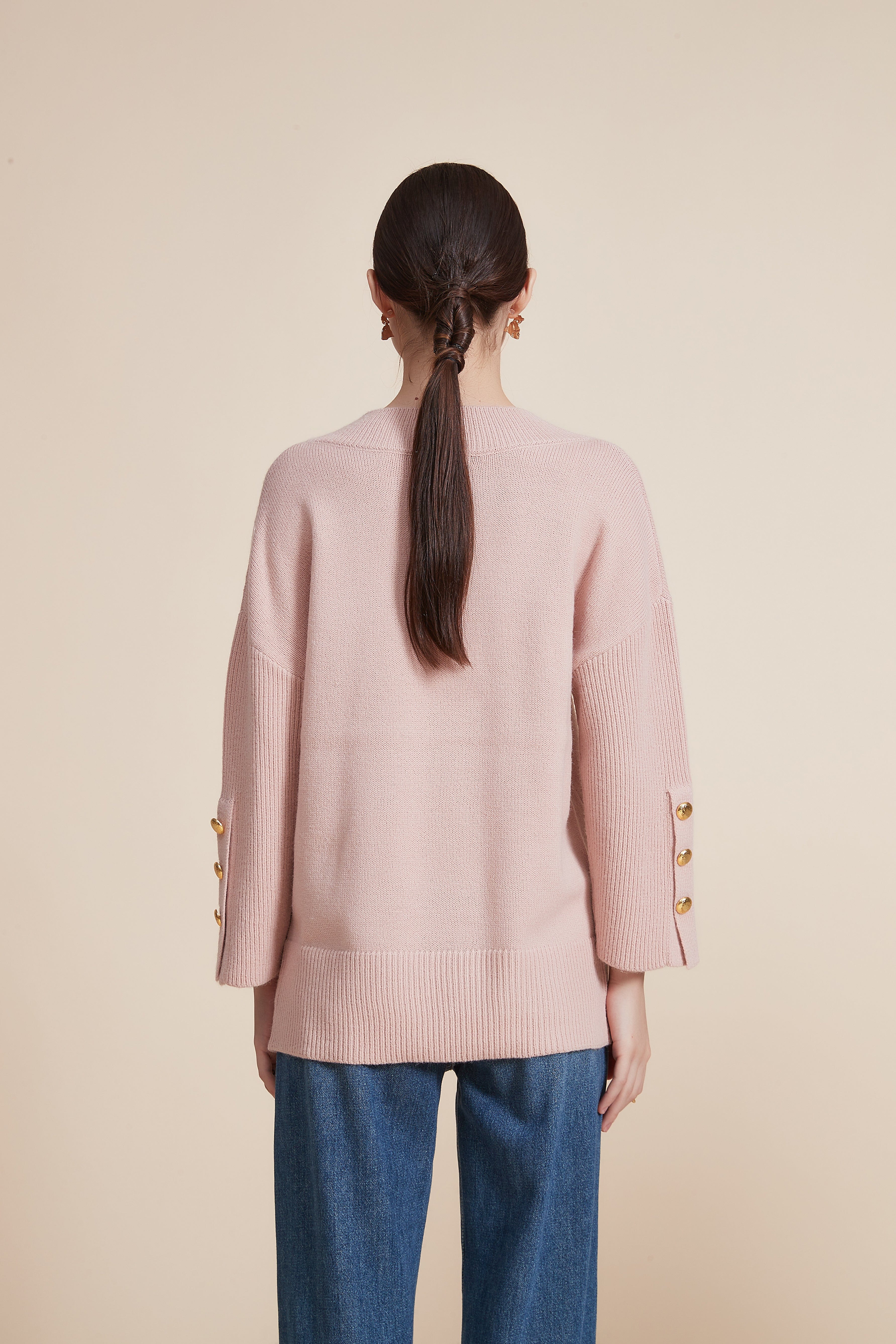 Long Sleeve Ribbed V-Neck Top - Image 3