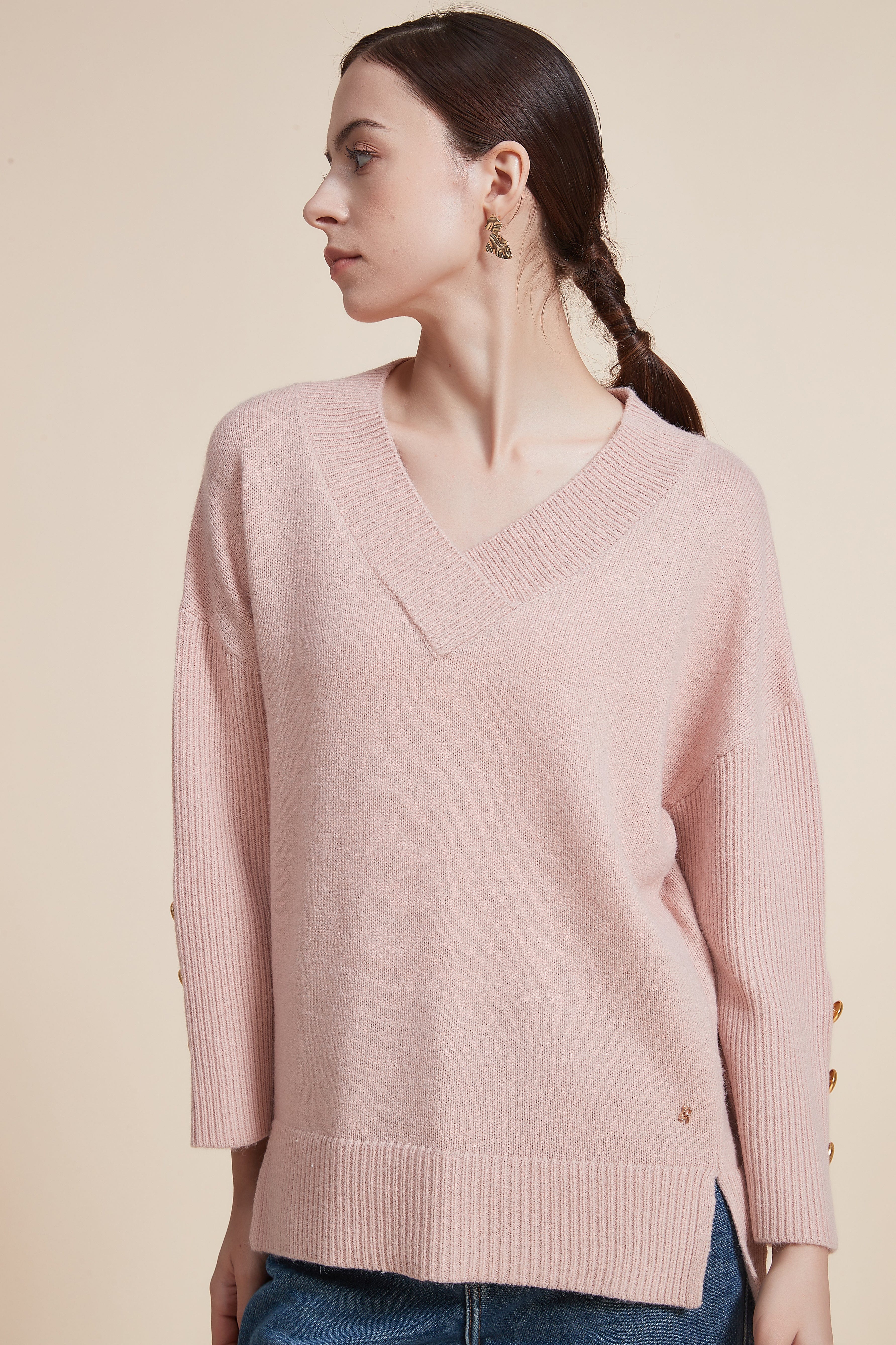 Long Sleeve Ribbed V-Neck Top - Image 5