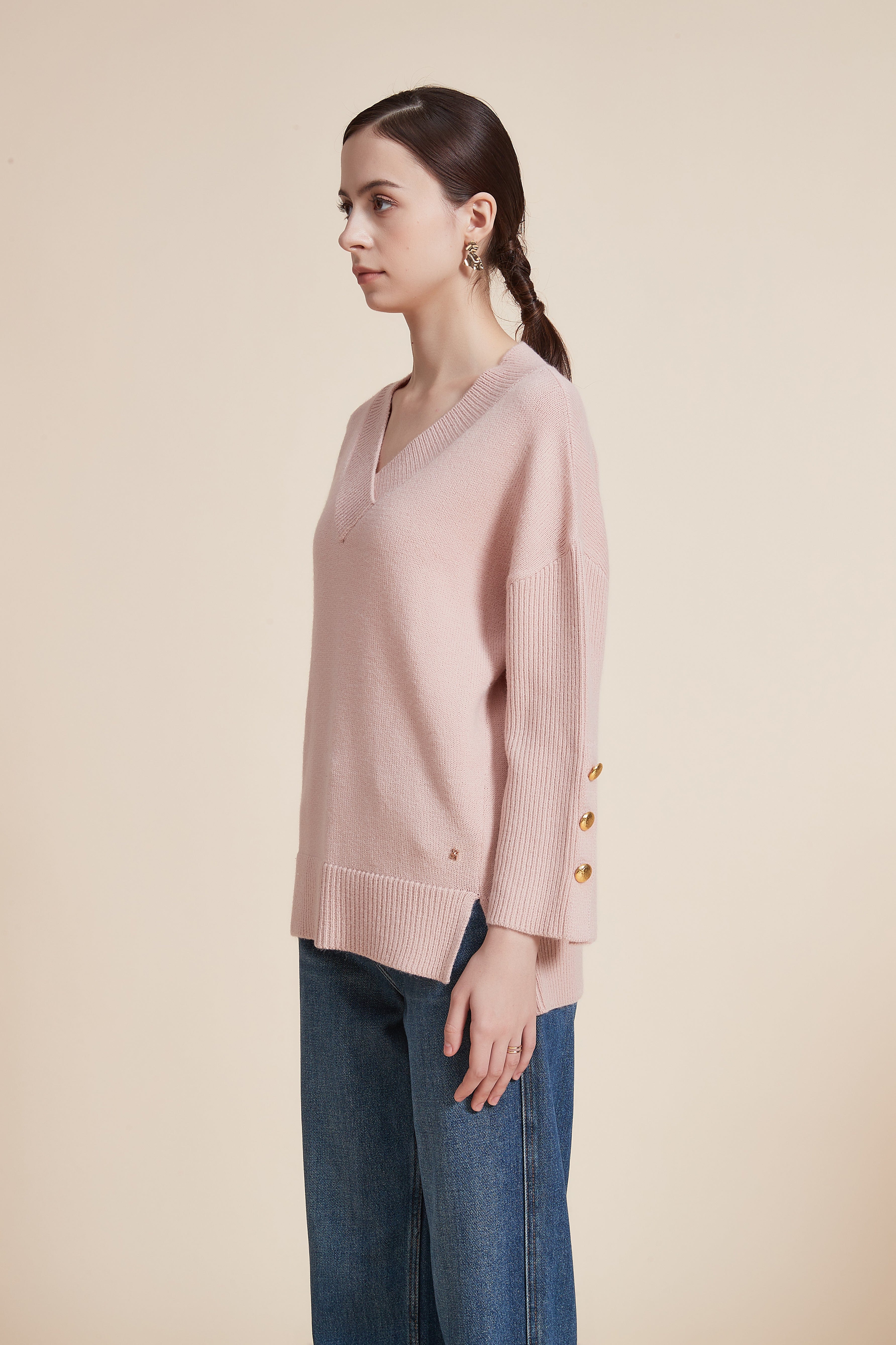 Long Sleeve Ribbed V-Neck Top - Image 6