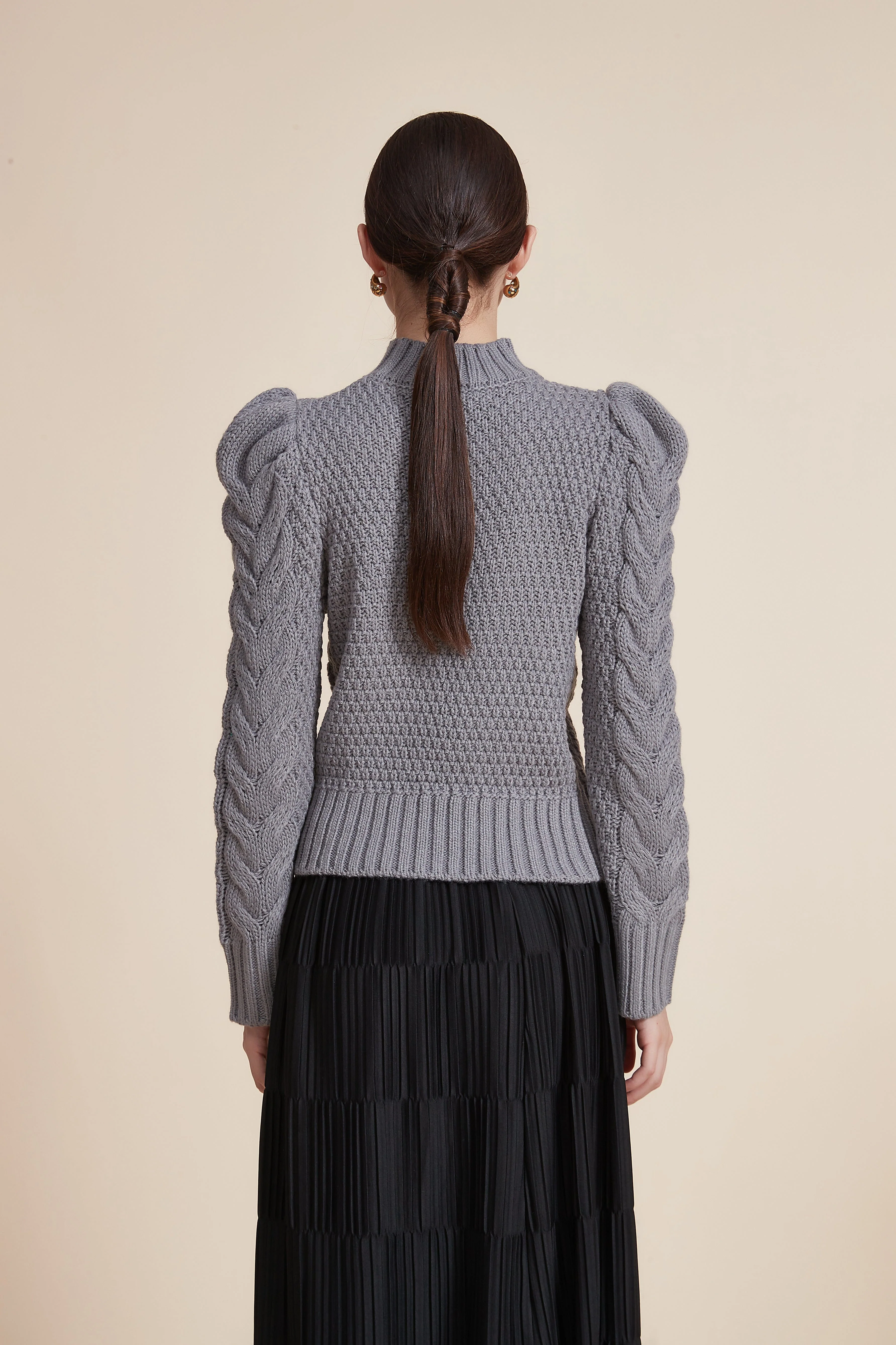 Ribbed Long Sleeve Blouse with High Neck - Image 10