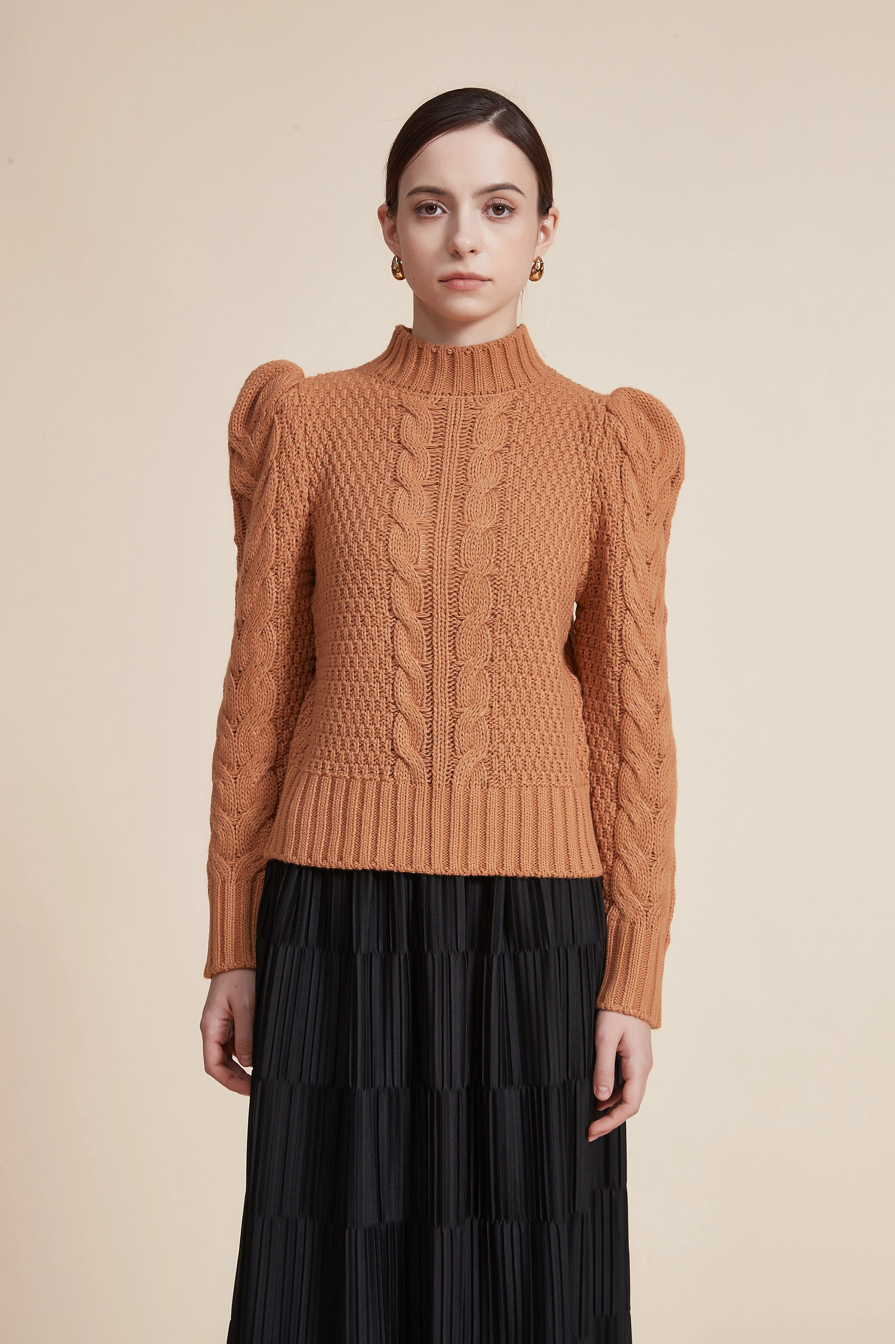 Ribbed Long Sleeve Blouse with High Neck - Image 2