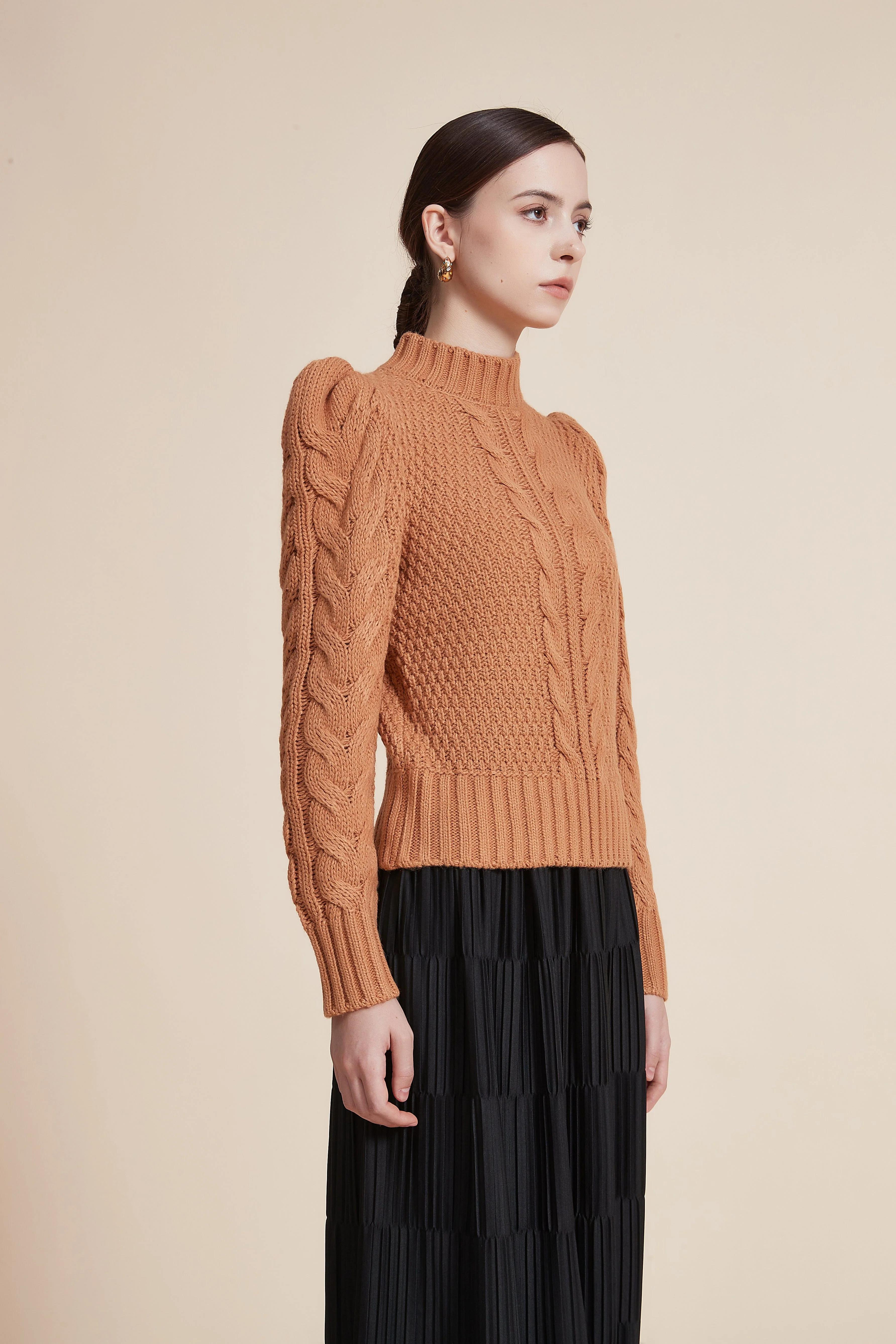 Ribbed Long Sleeve Blouse with High Neck - Image 5