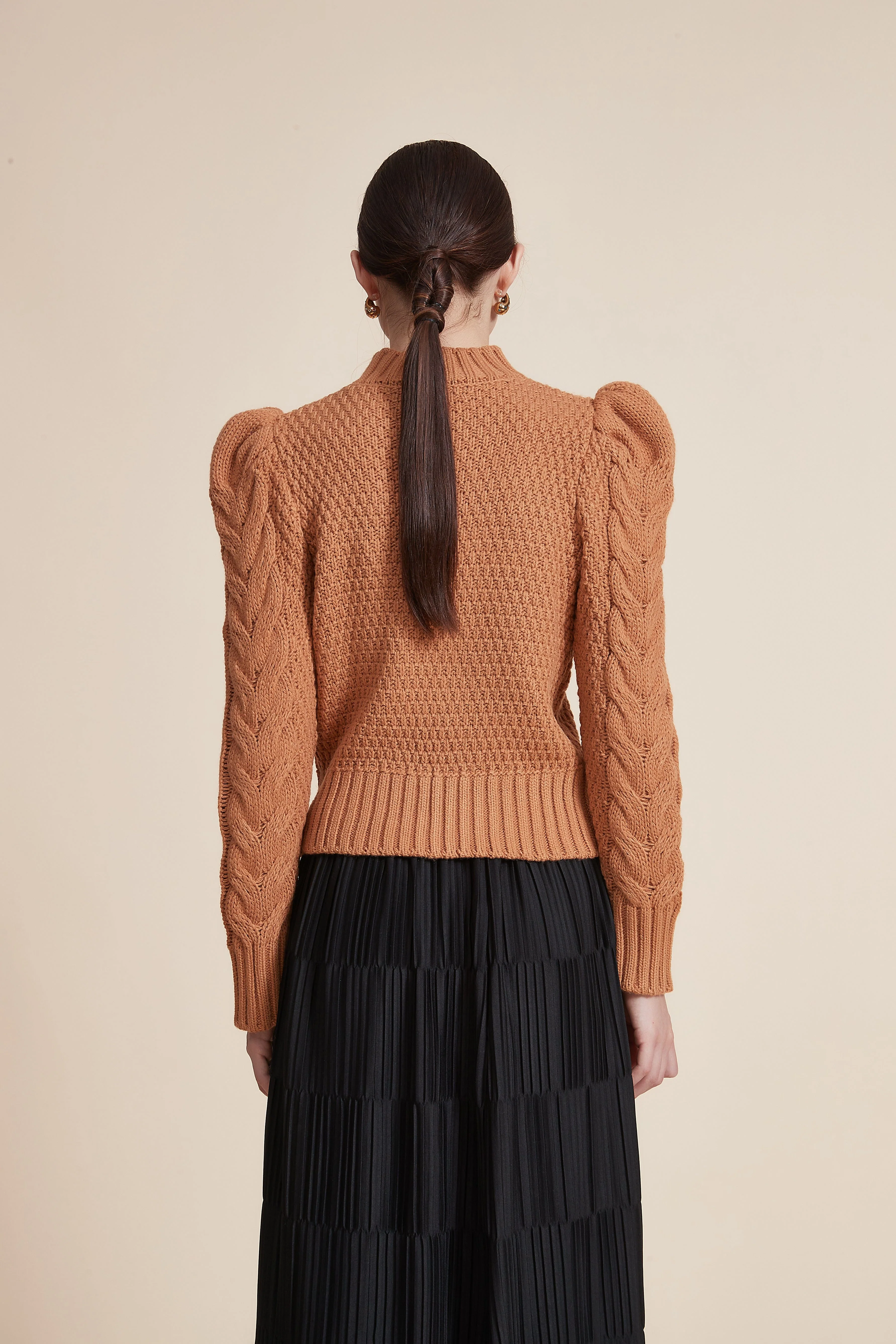 Ribbed Long Sleeve Blouse with High Neck - Image 6