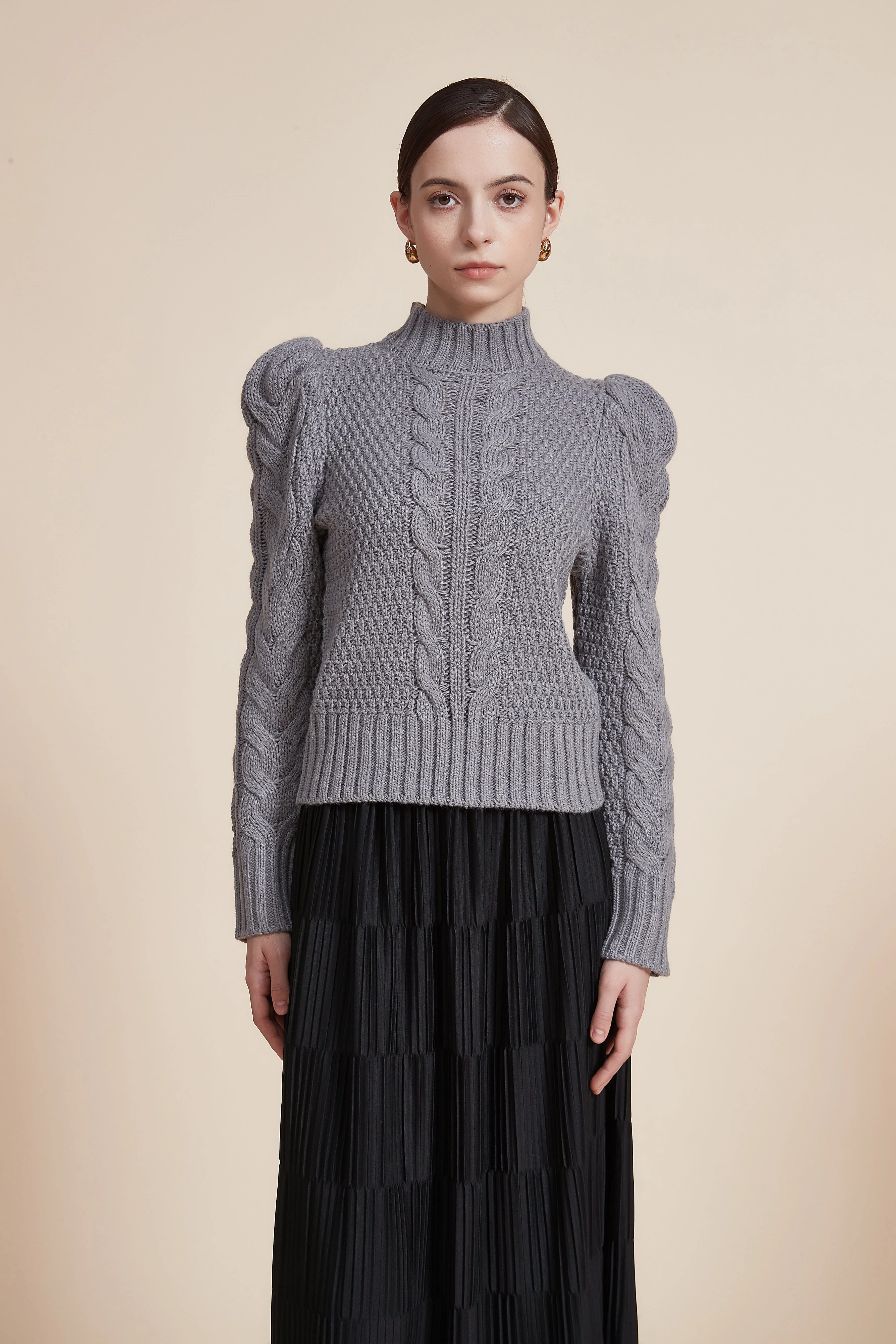 Ribbed Long Sleeve Blouse with High Neck - Image 8