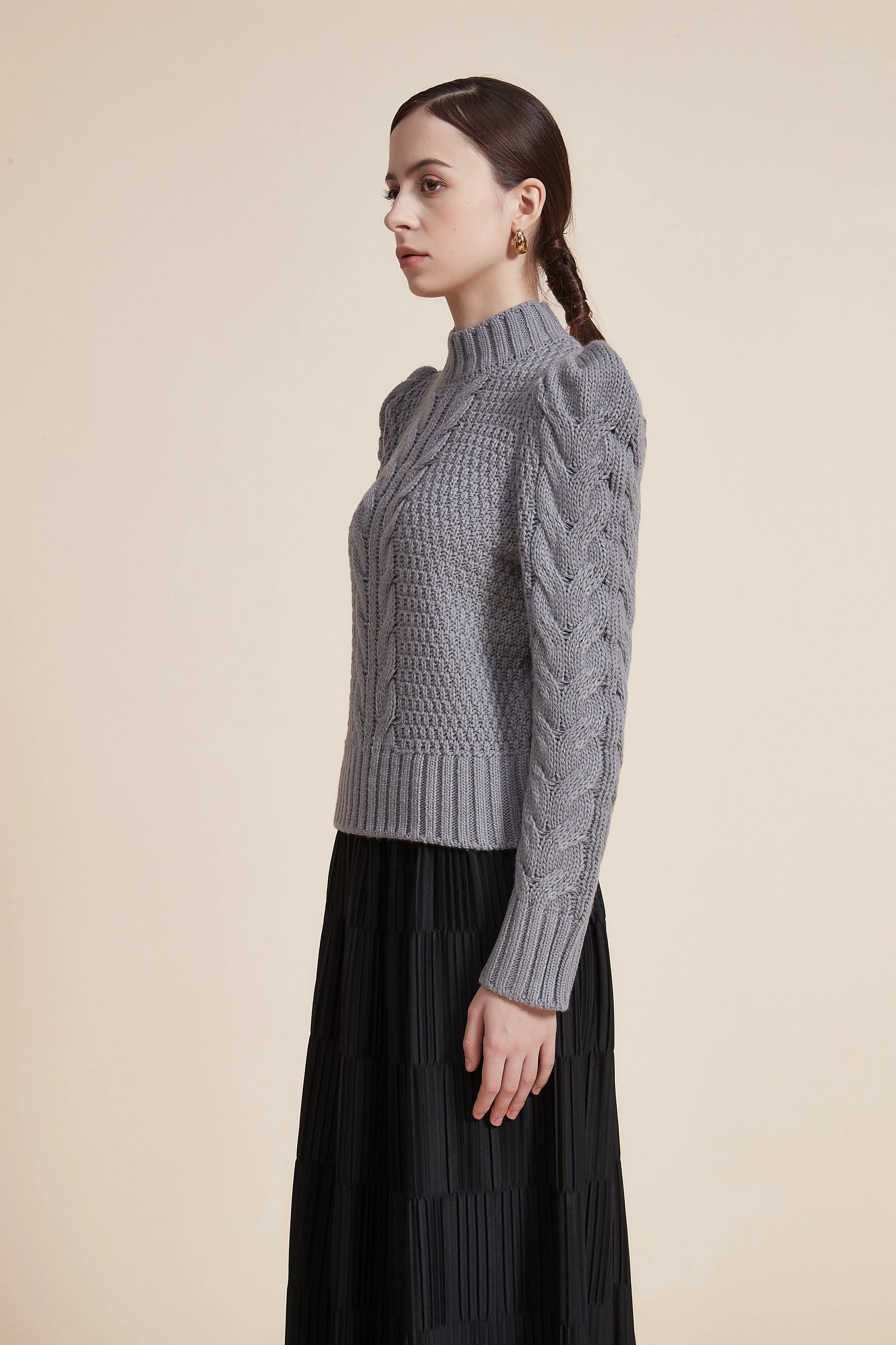 Ribbed Long Sleeve Blouse with High Neck - Image 9