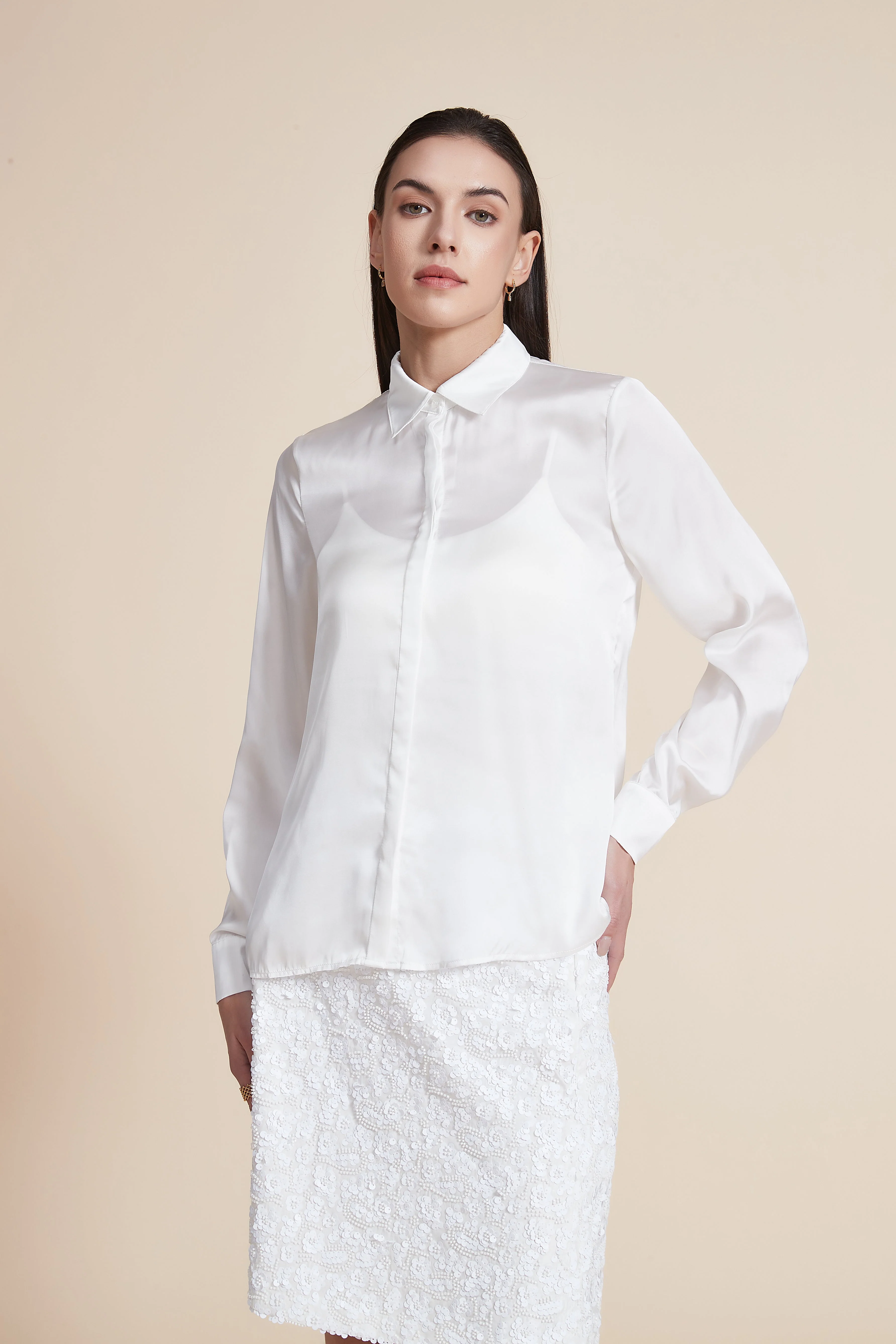 Soft Solid Blouse with Front Buttons