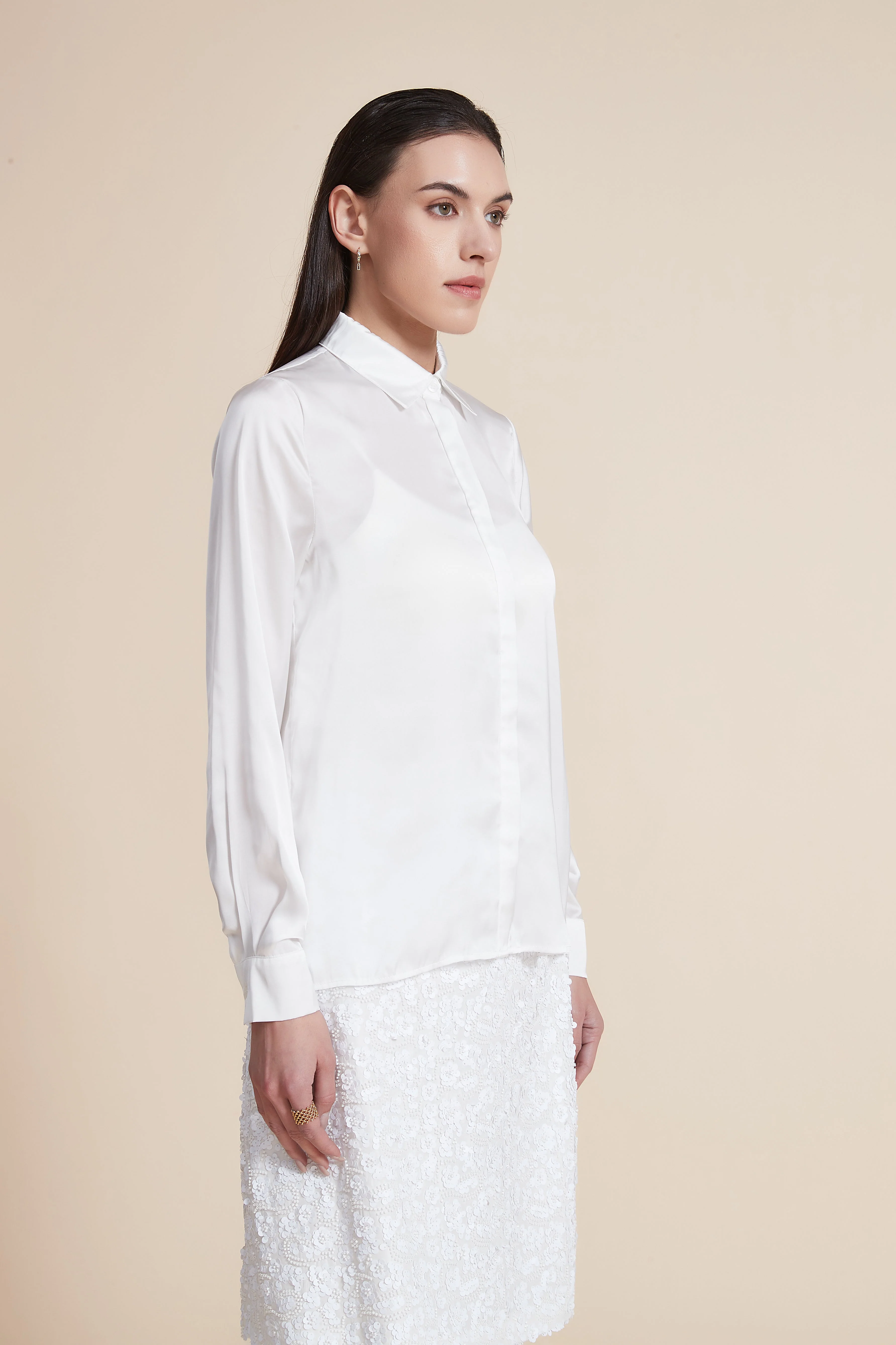Soft Solid Blouse with Front Buttons - Image 4