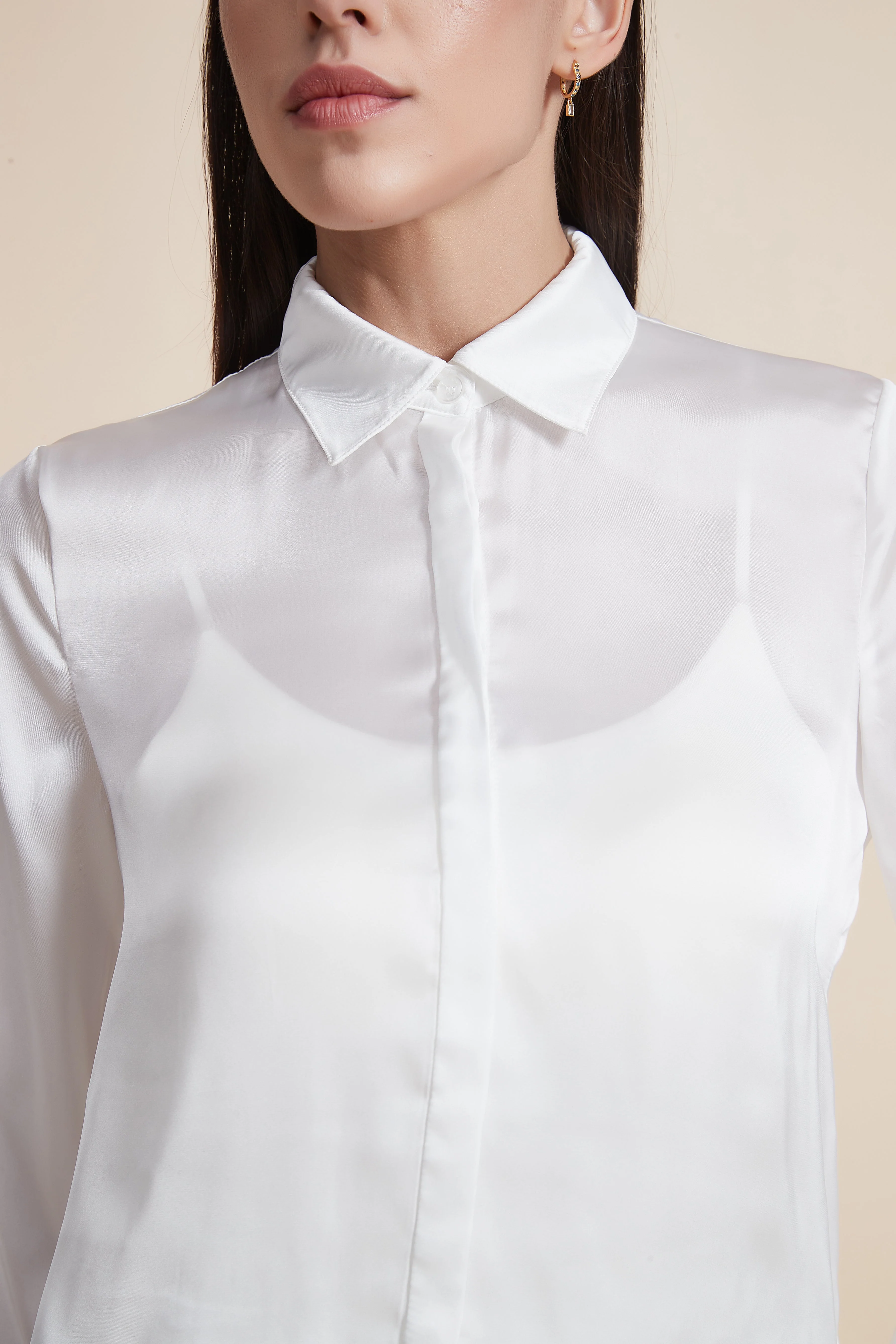 Soft Solid Blouse with Front Buttons - Image 5