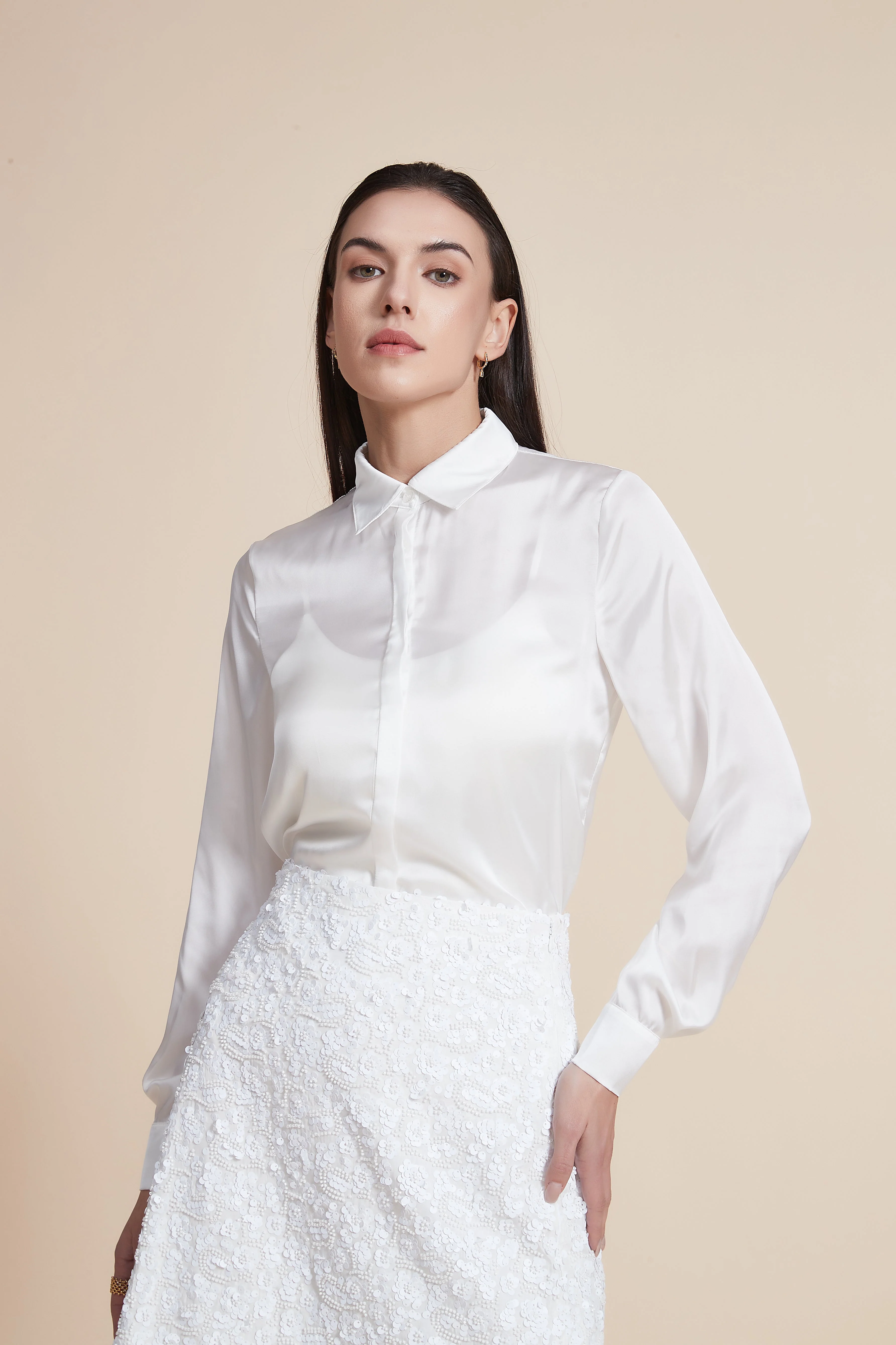 Soft Solid Blouse with Front Buttons - Image 7