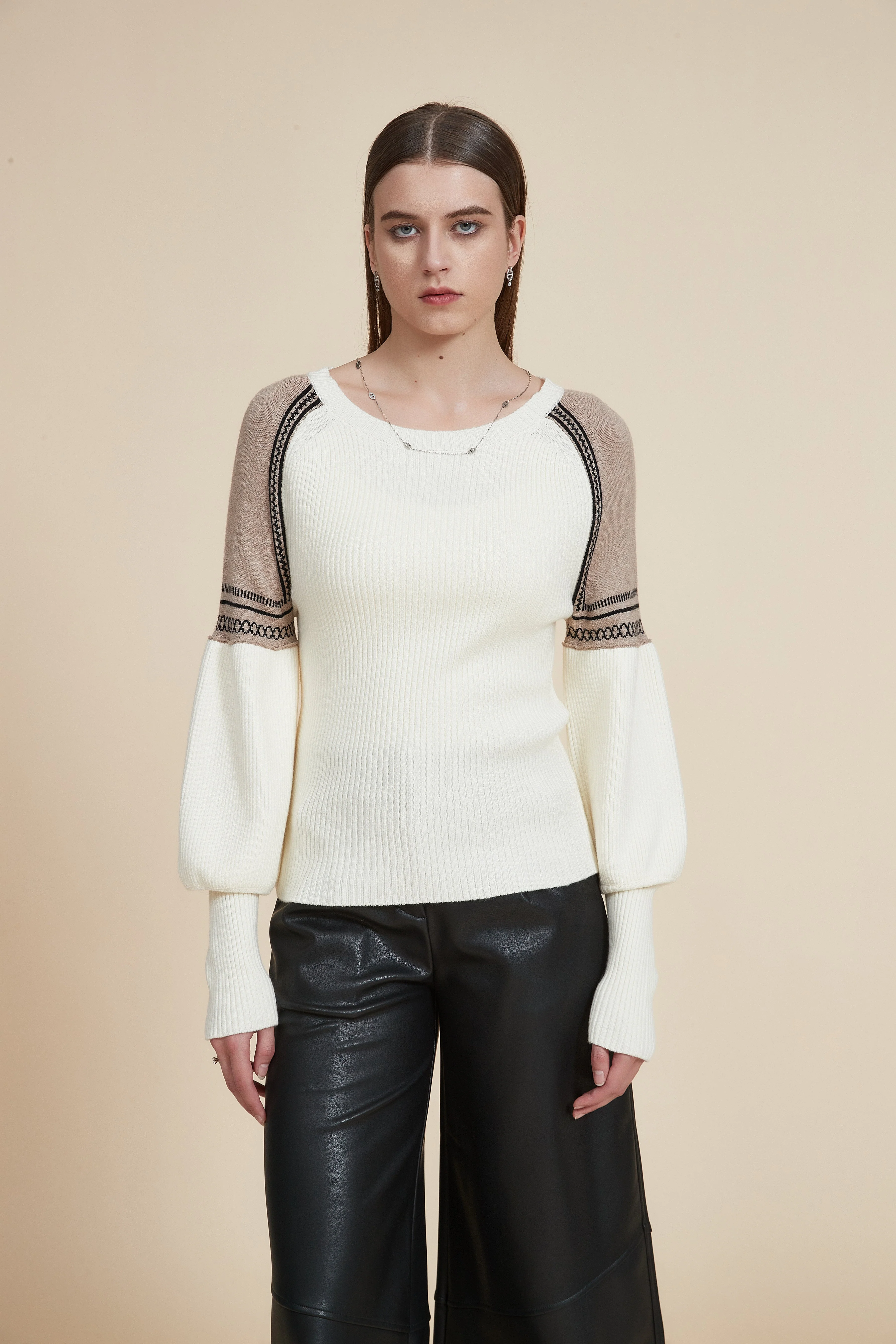 Ribbed long-sleeve puff T-shirt - Image 2