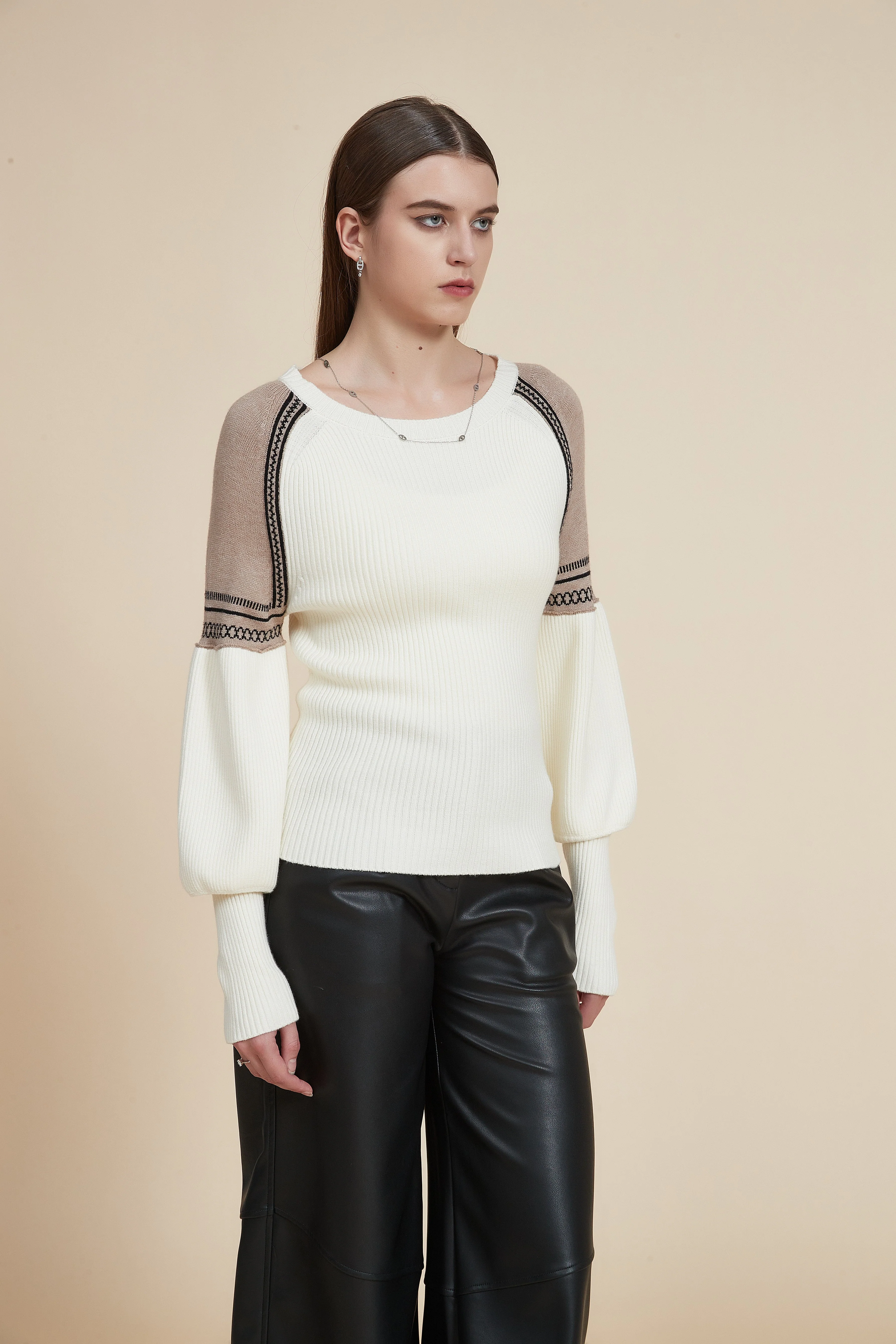 Ribbed long-sleeve puff T-shirt - Image 5