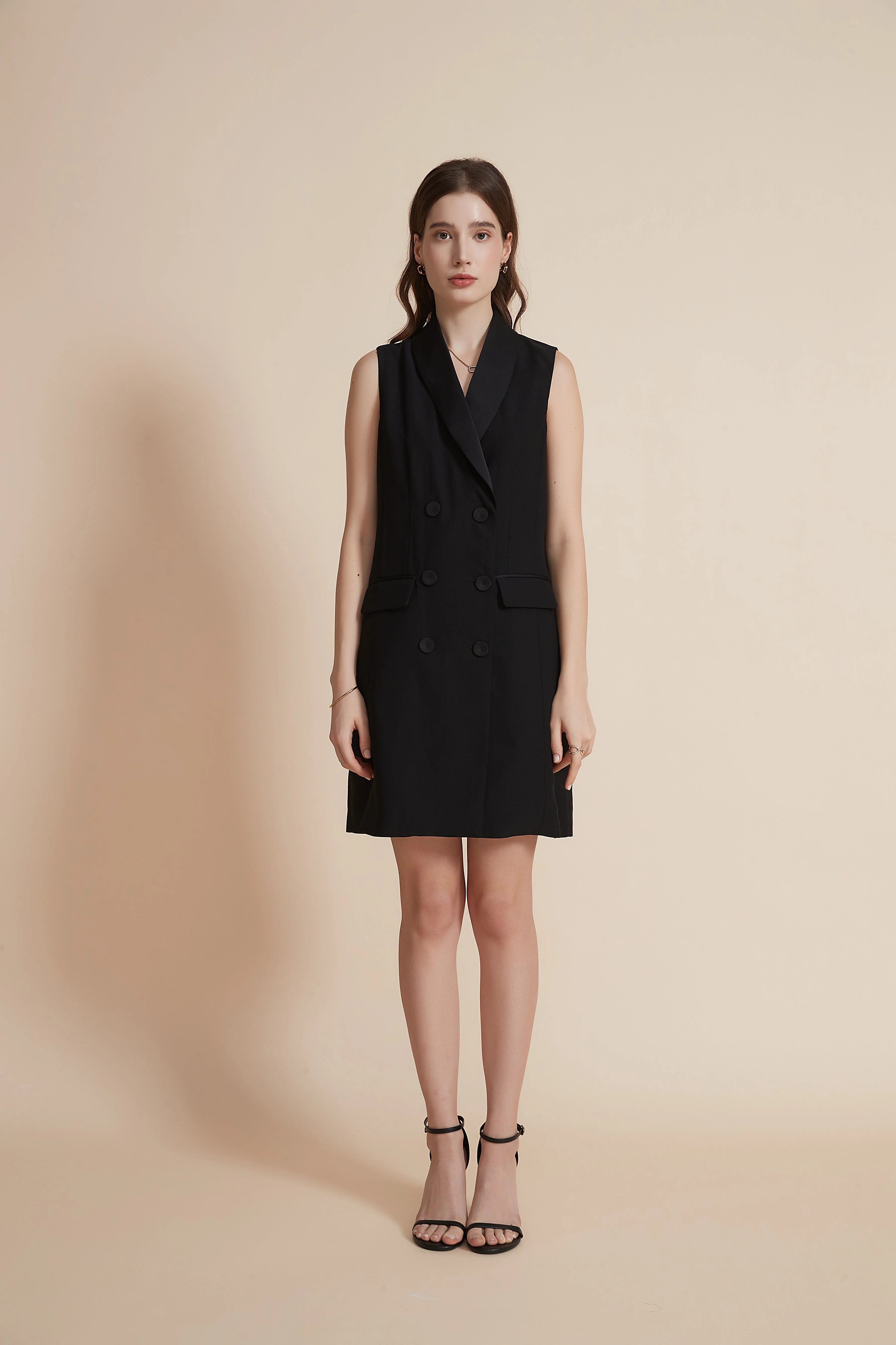 Sleeveless Long Jacket with Front Buttons - Image 2